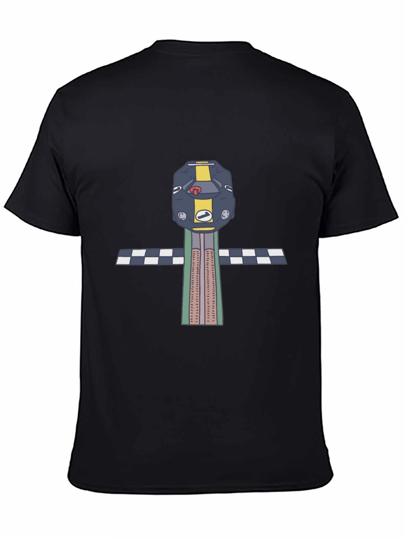Retro Race Car T-Shirt - Checkered Finish