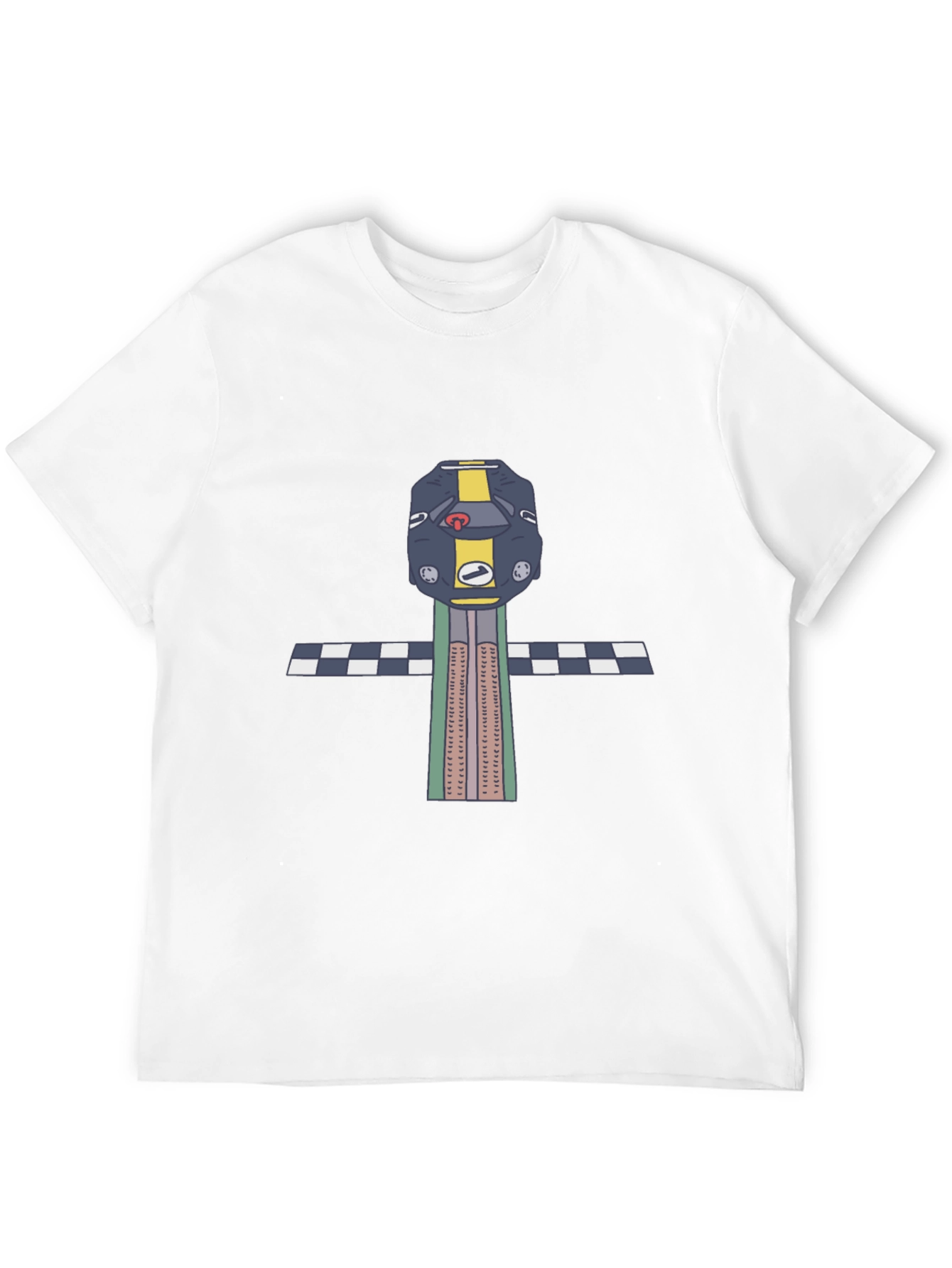 Retro Race Car T-Shirt - Checkered Finish