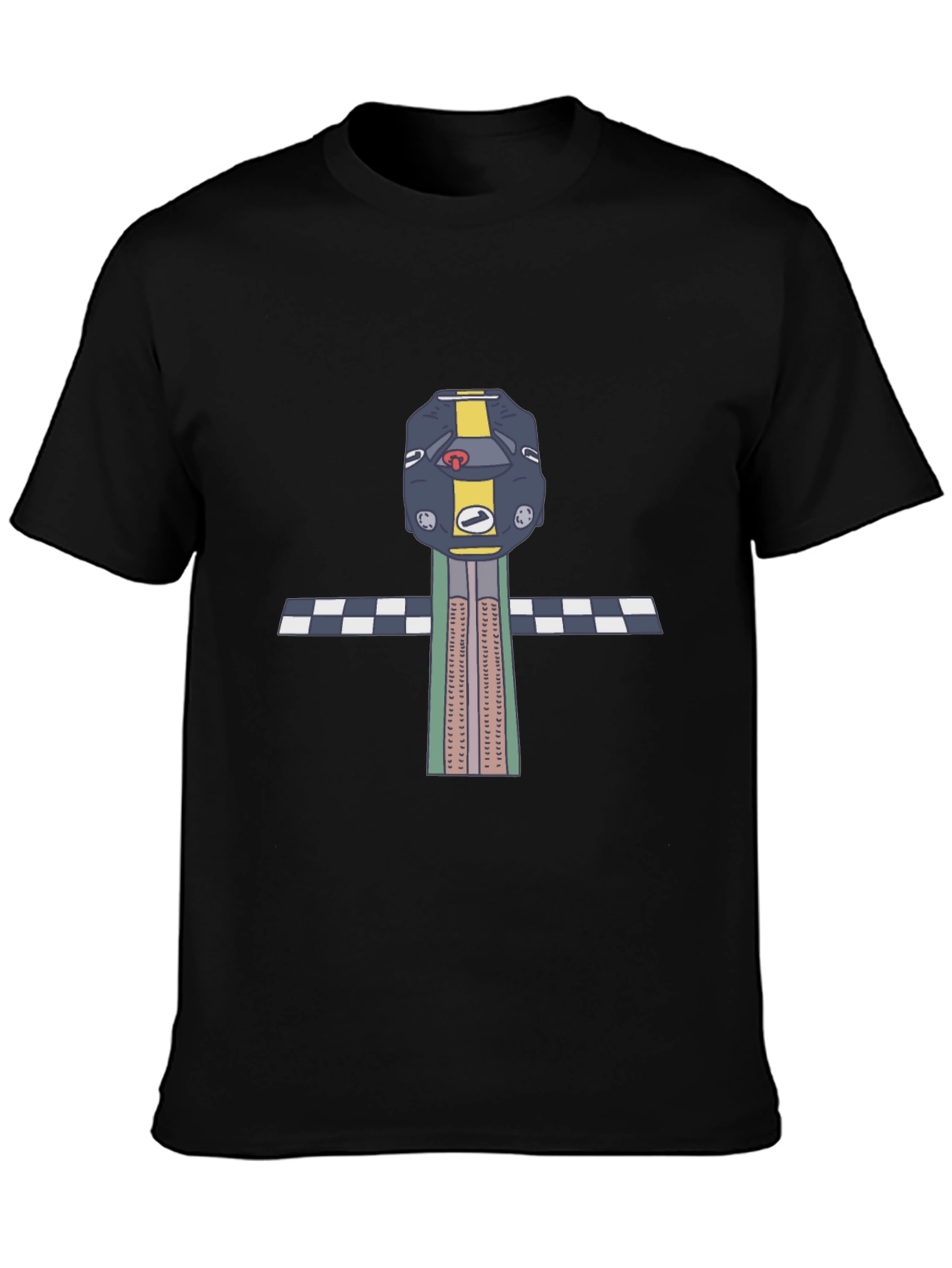Retro Race Car T-Shirt - Checkered Finish