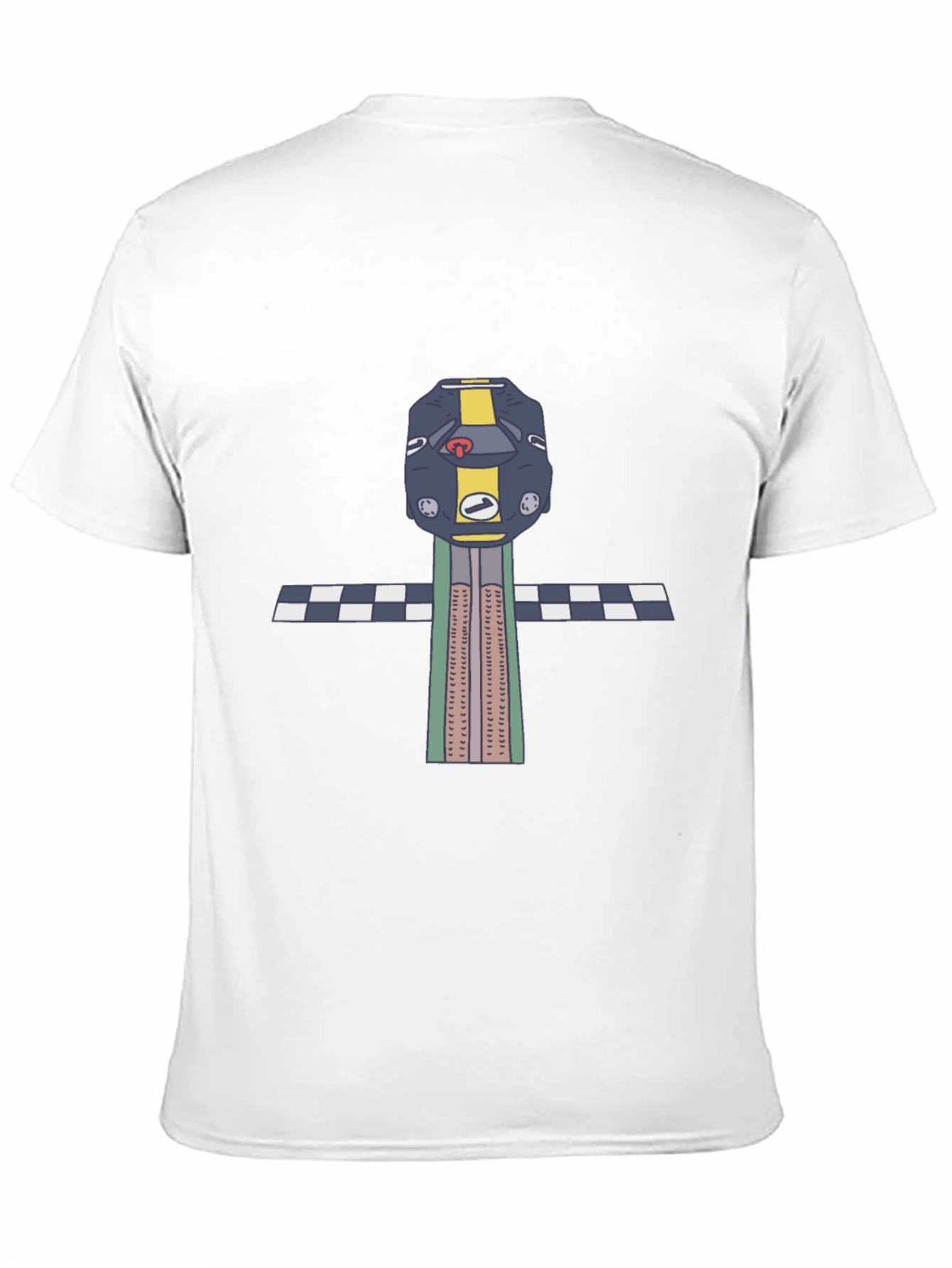 Retro Race Car T-Shirt - Checkered Finish