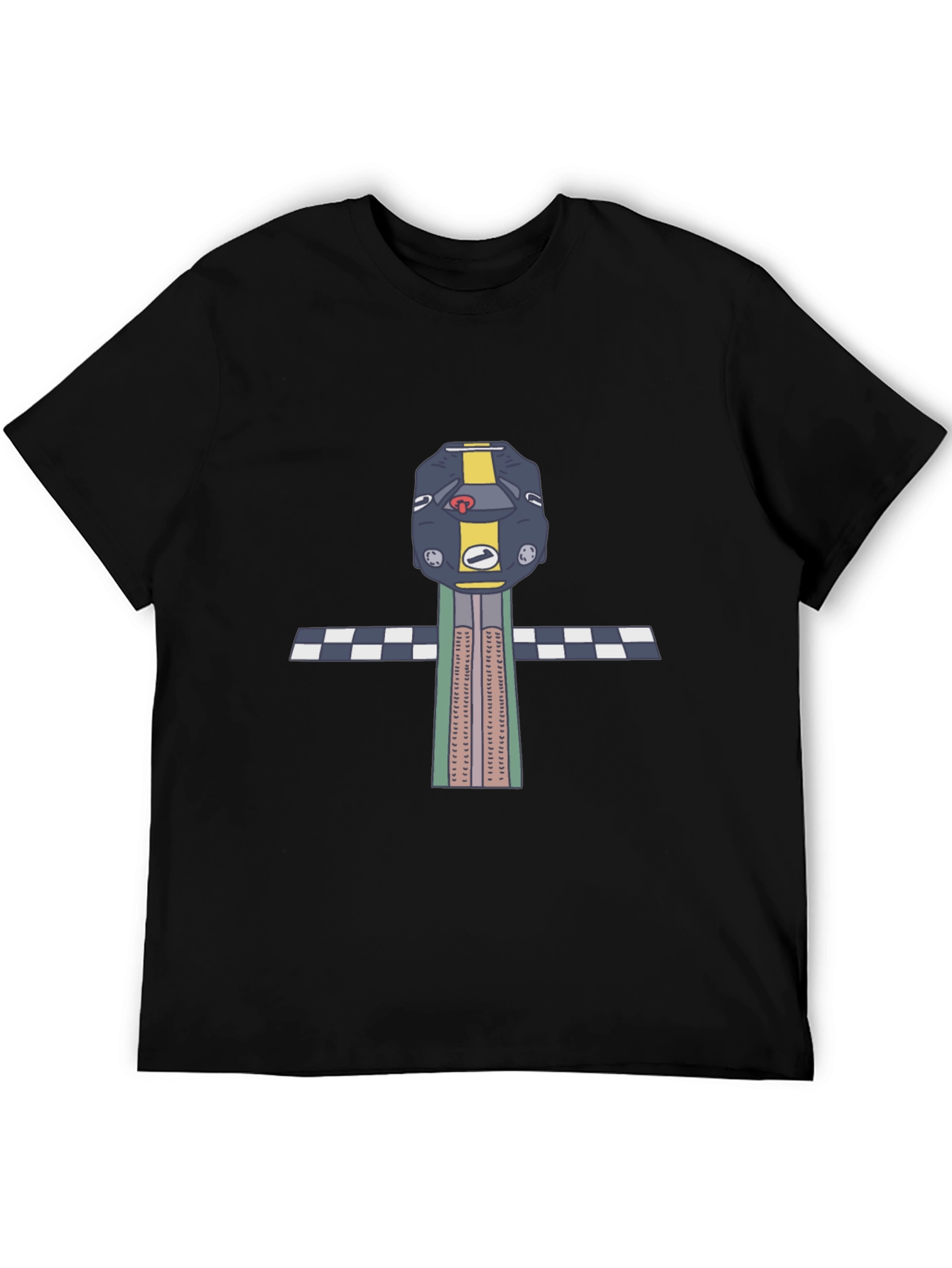 Retro Race Car T-Shirt - Checkered Finish