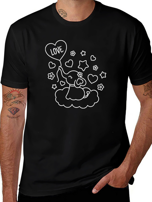 Love Elephant Graphic Black T-Shirt