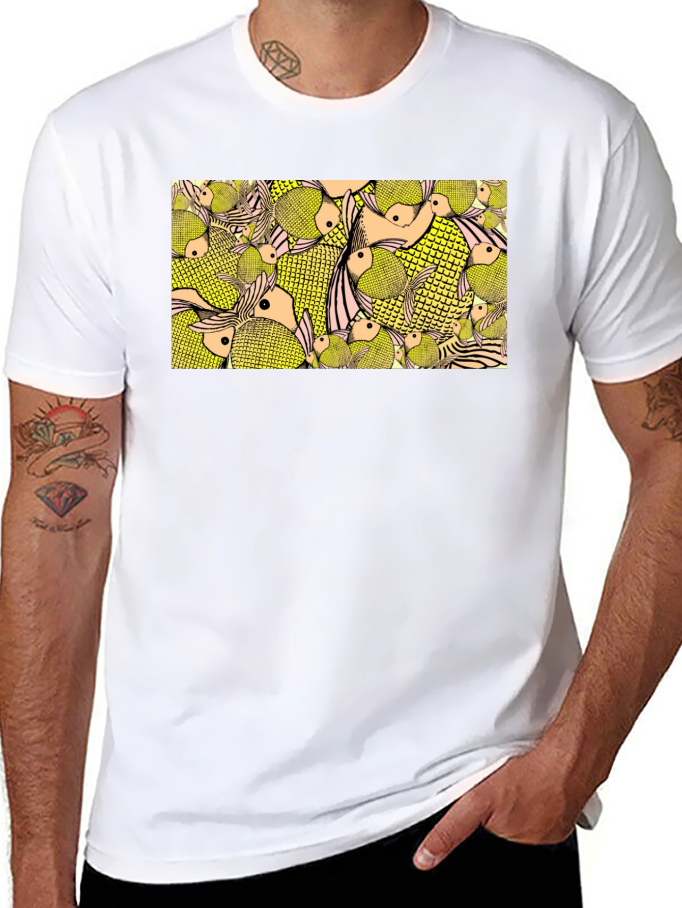 Fish Pattern Graphic Tee