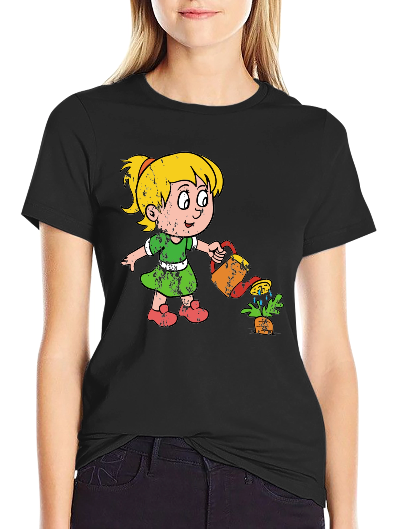 Girl Watering Plant Graphic Tee - Unisex
