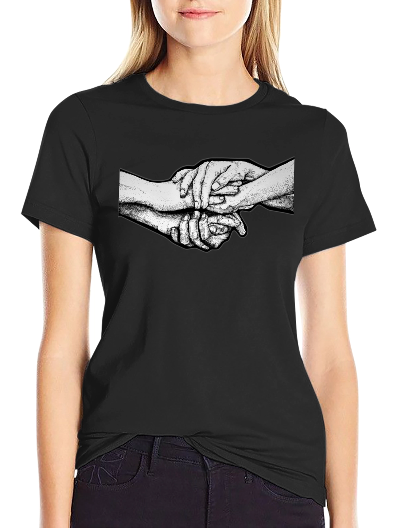Unity Hands Graphic Print Black T-Shirt