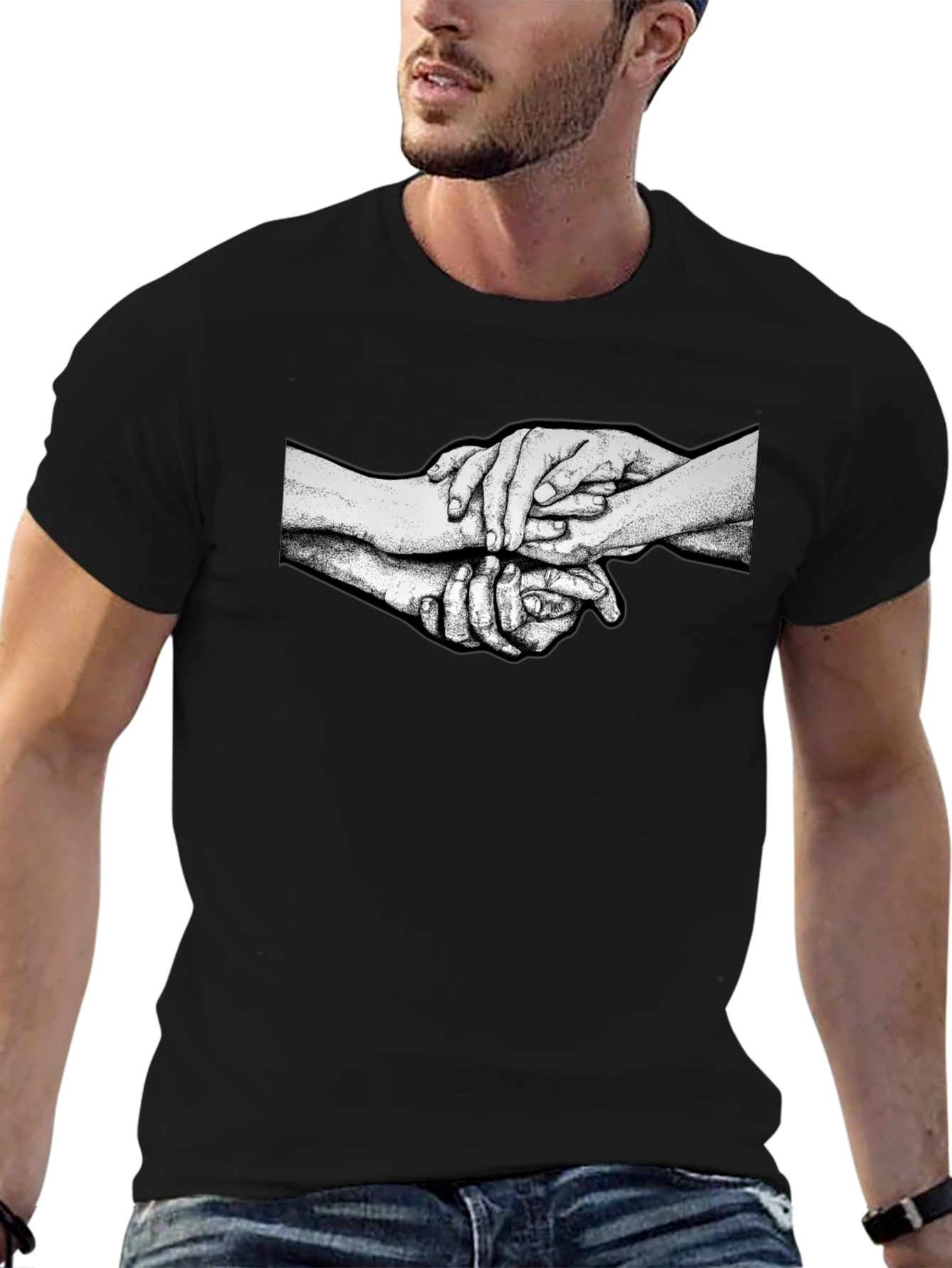 Unity Hands Graphic Print Black T-Shirt
