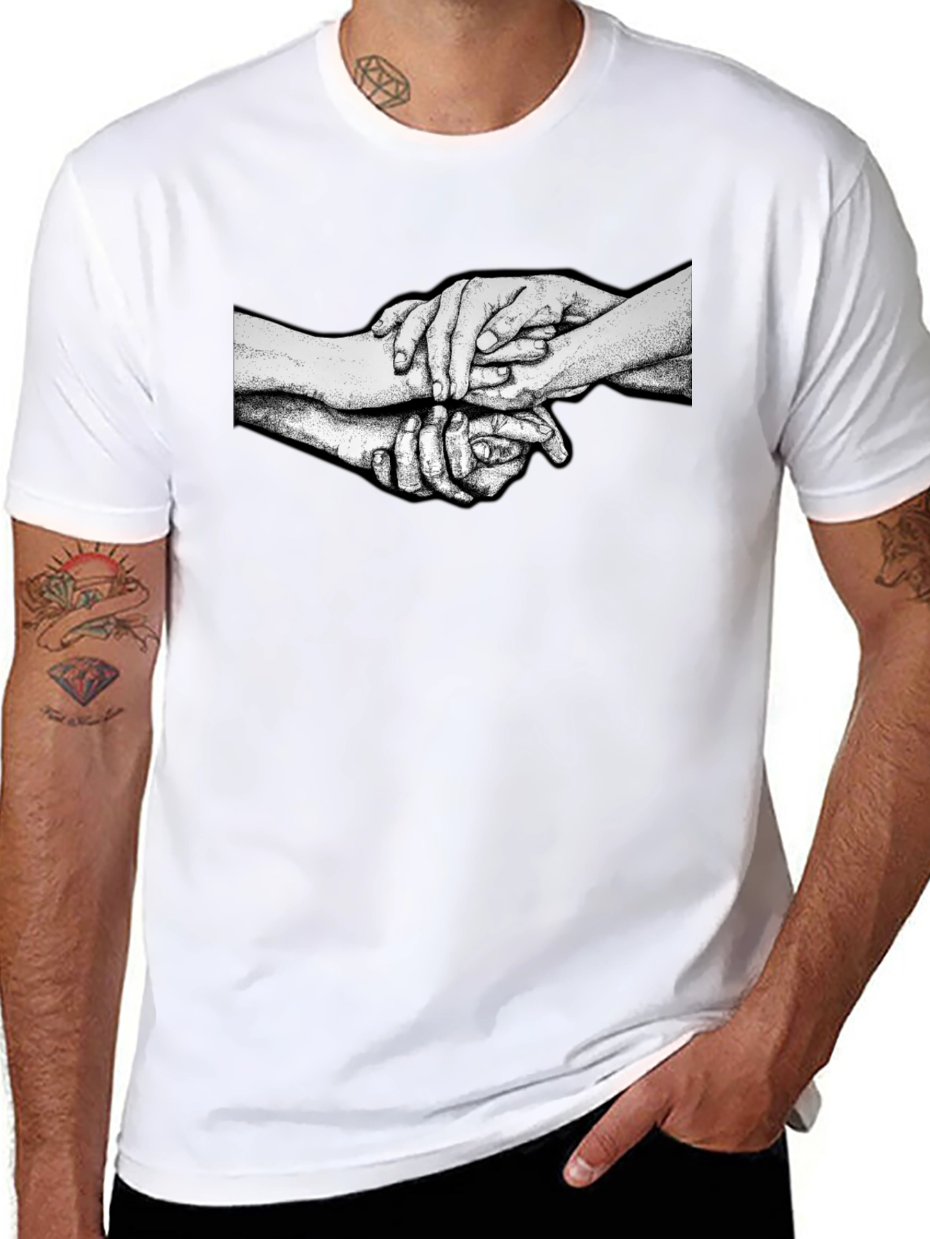 Unity Hands Graphic Print Black T-Shirt