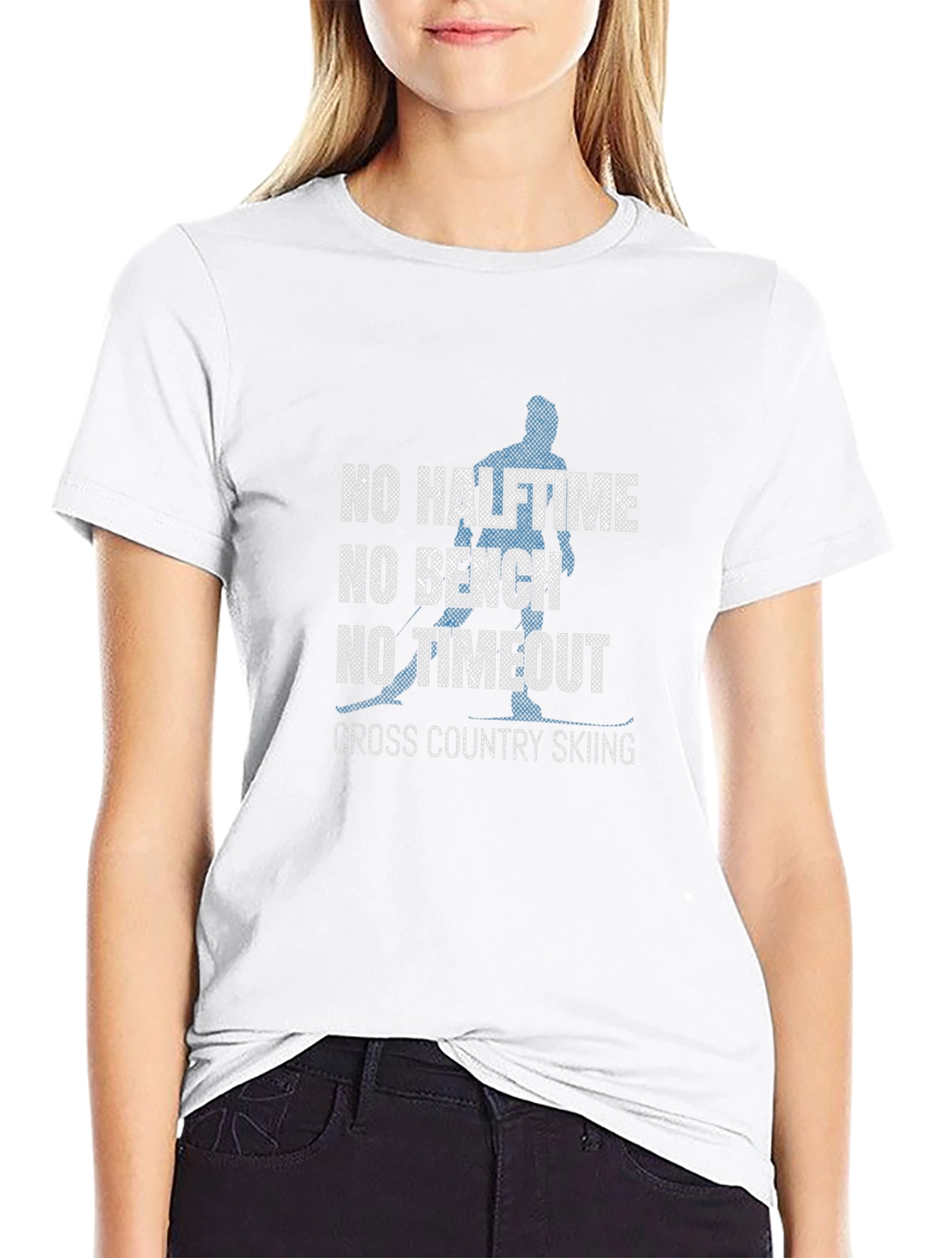 No Halftime Skiing Black Graphic Tee Shirt