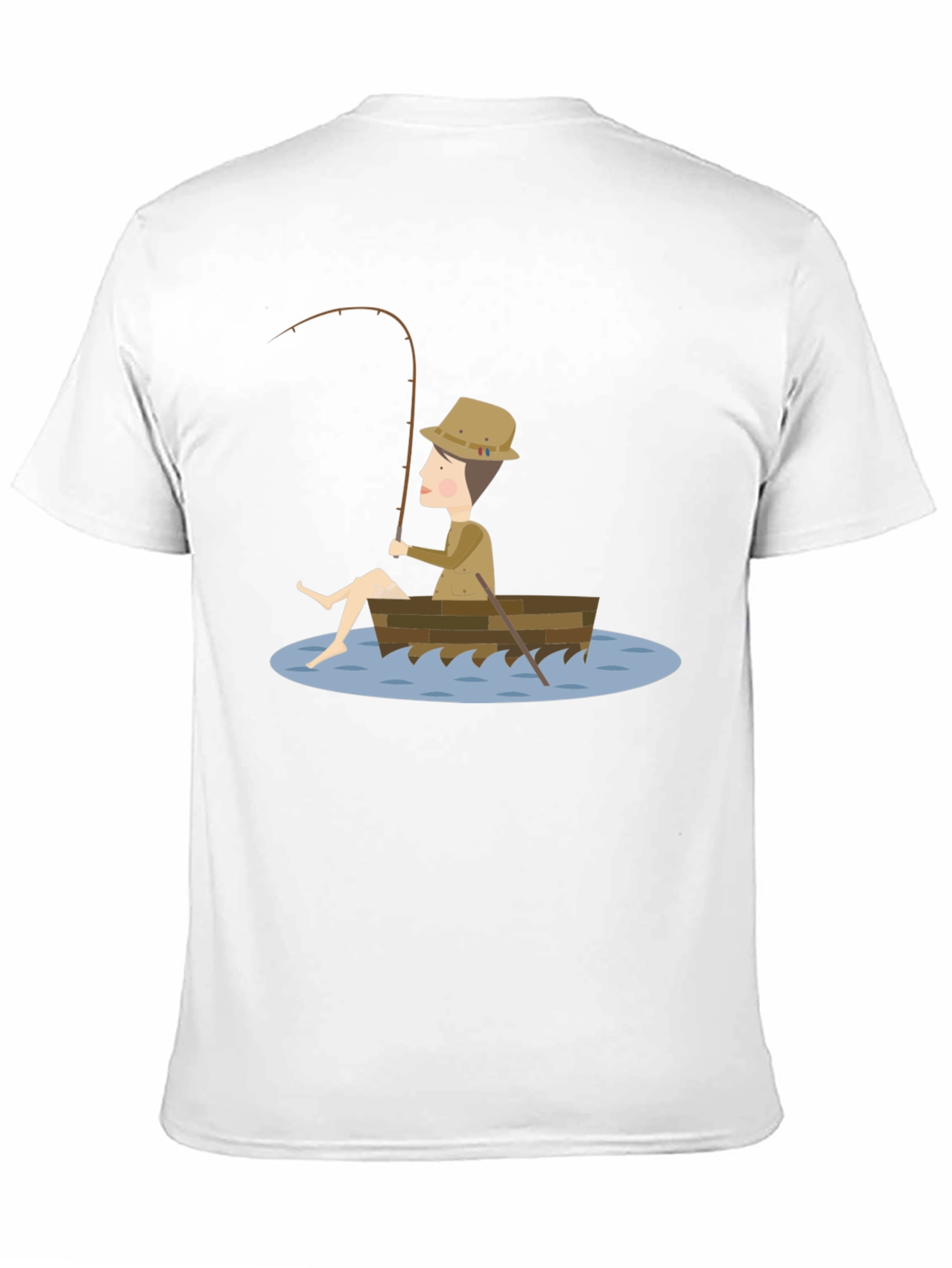 Fisherman Cartoon T-Shirt - Unisex Black Tee