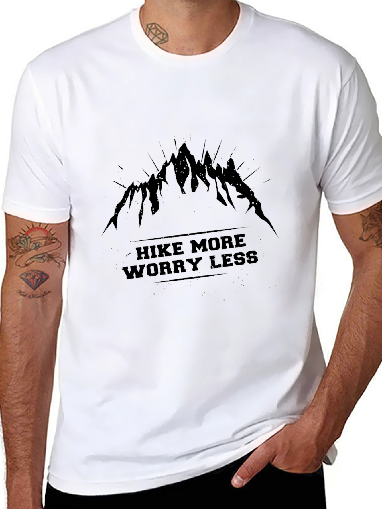 Hike More Worry Less Black Graphic Tee