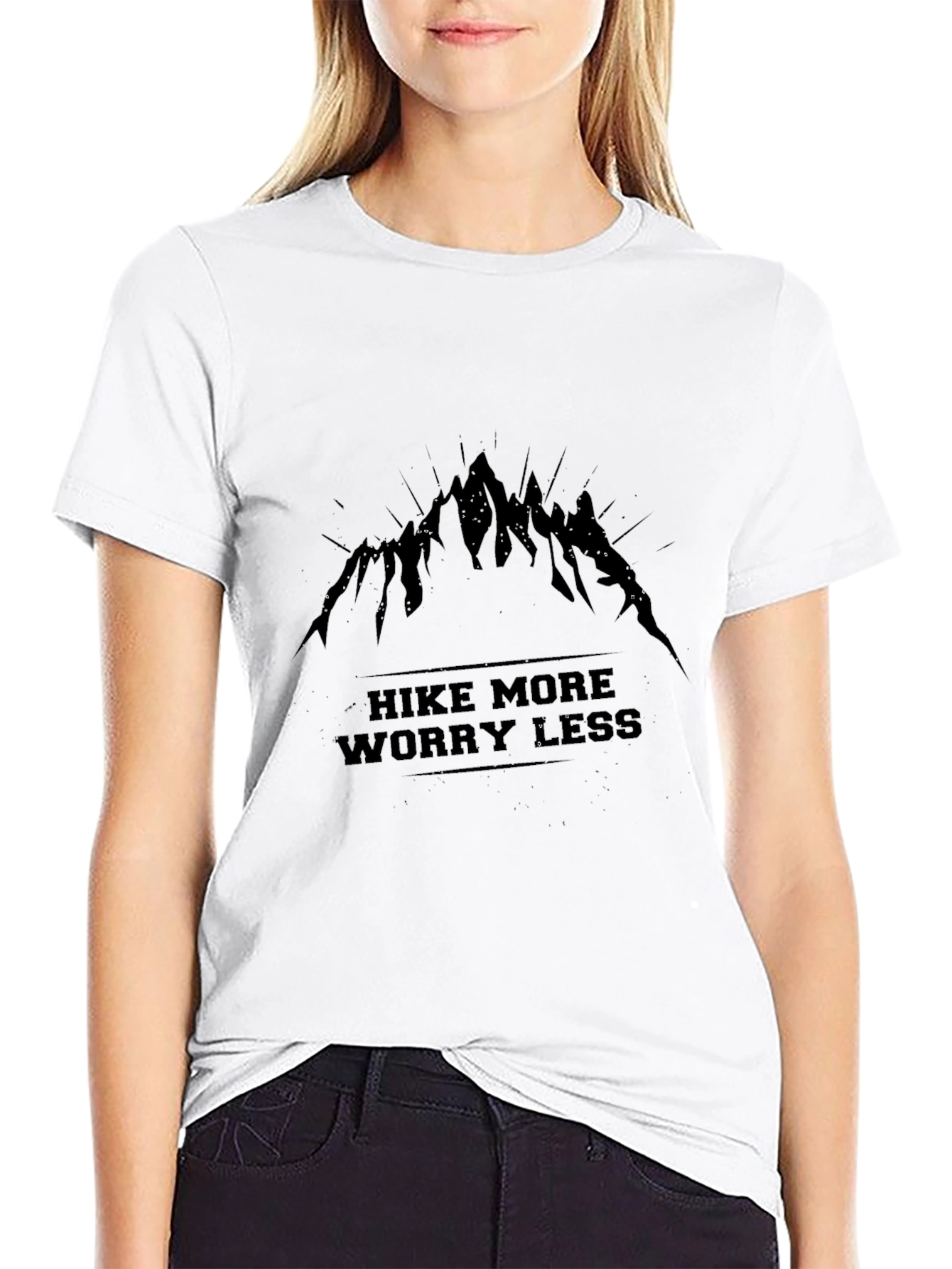 Hike More Worry Less Black Graphic Tee