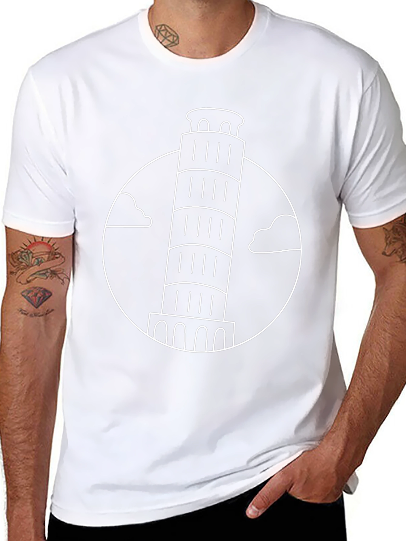 Leaning Tower of Pisa Graphic Tee - Black