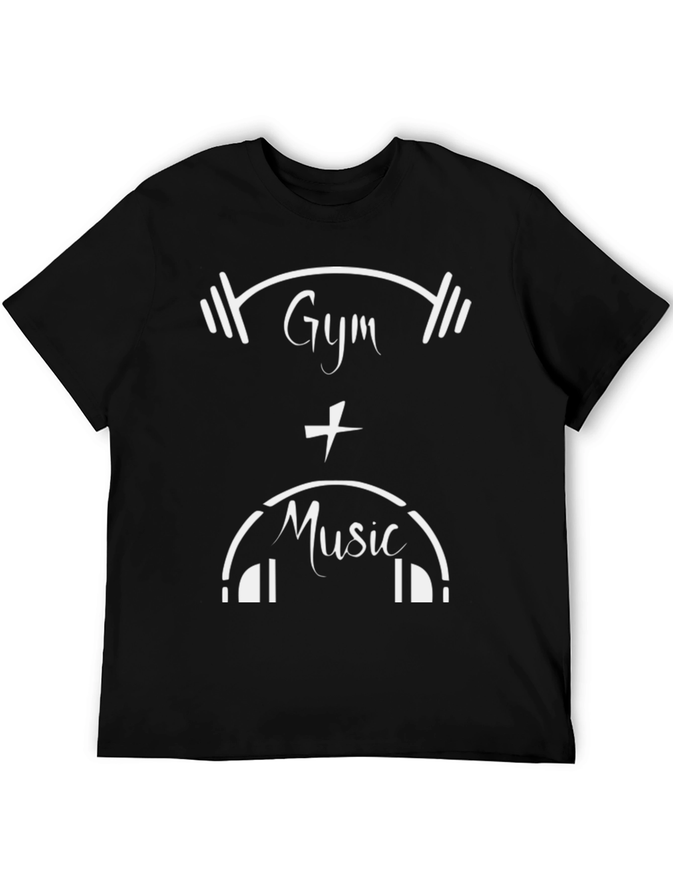 Gym and Music Graphic Tee - Black Cotton T-Shirt