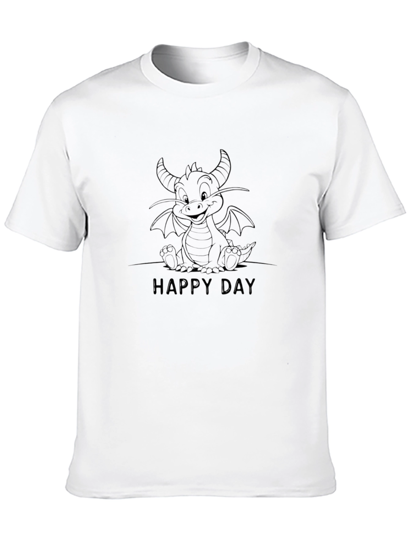 Happy Day Dragon Graphic Black T-Shirt