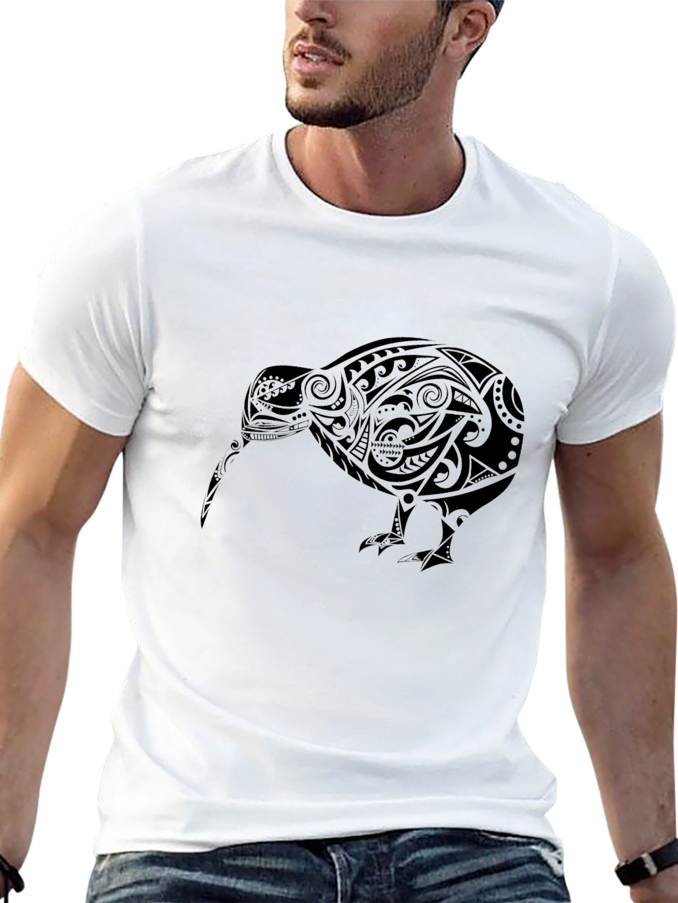 Tribal Kiwi Bird Black T-Shirt