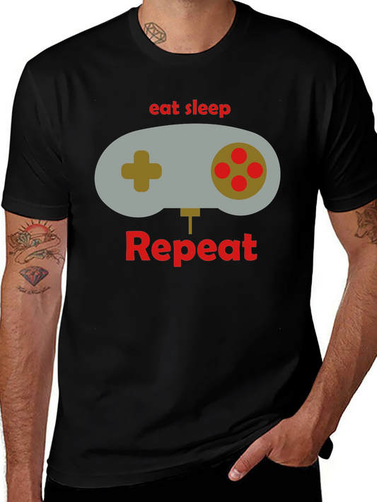 Eat Sleep Game Repeat Black T-Shirt