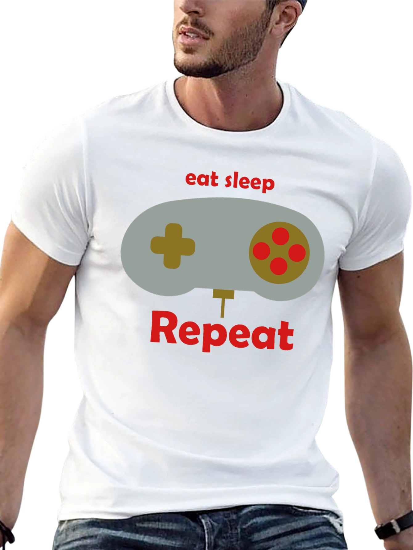 Eat Sleep Game Repeat Black T-Shirt