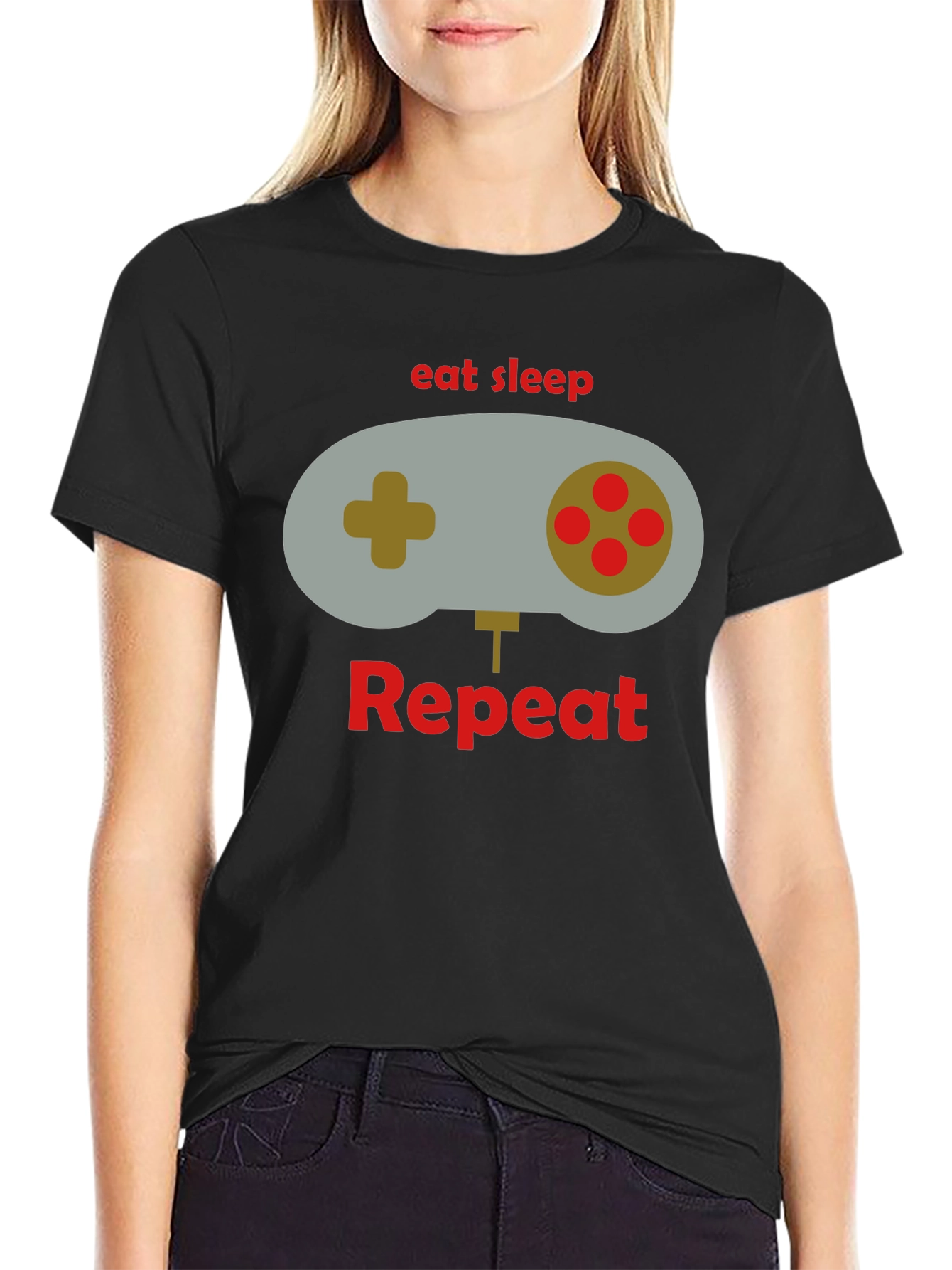 Eat Sleep Game Repeat Black T-Shirt