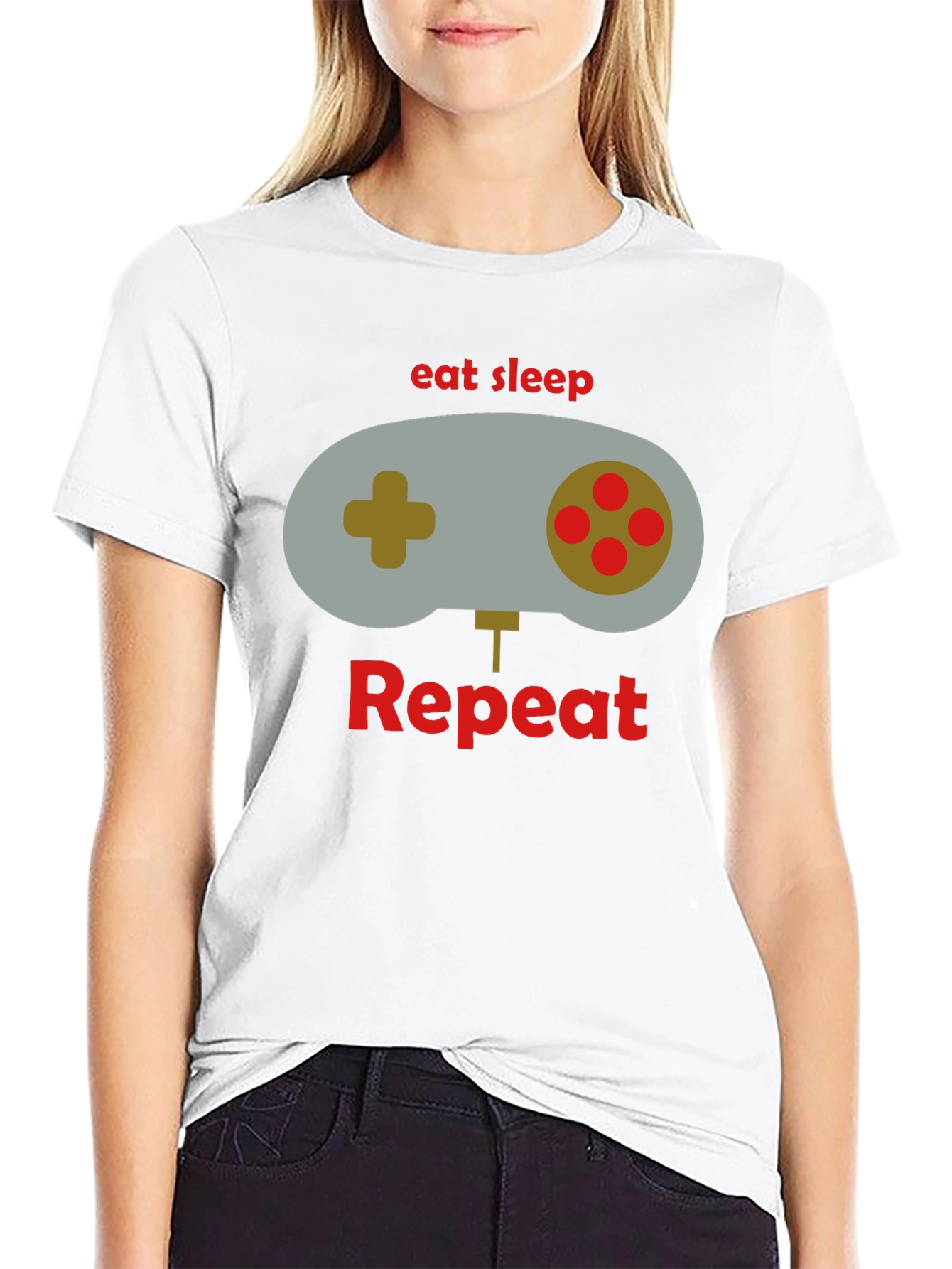 Eat Sleep Game Repeat Black T-Shirt