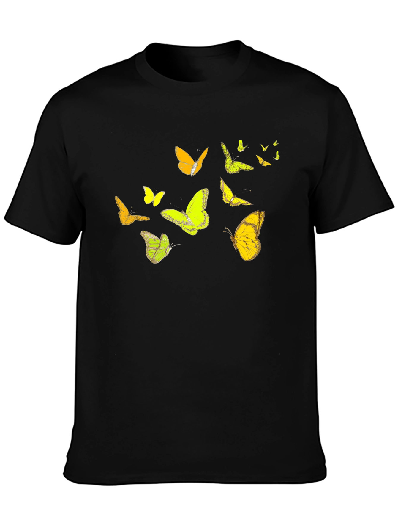 Butterfly Print Black Casual T-Shirt
