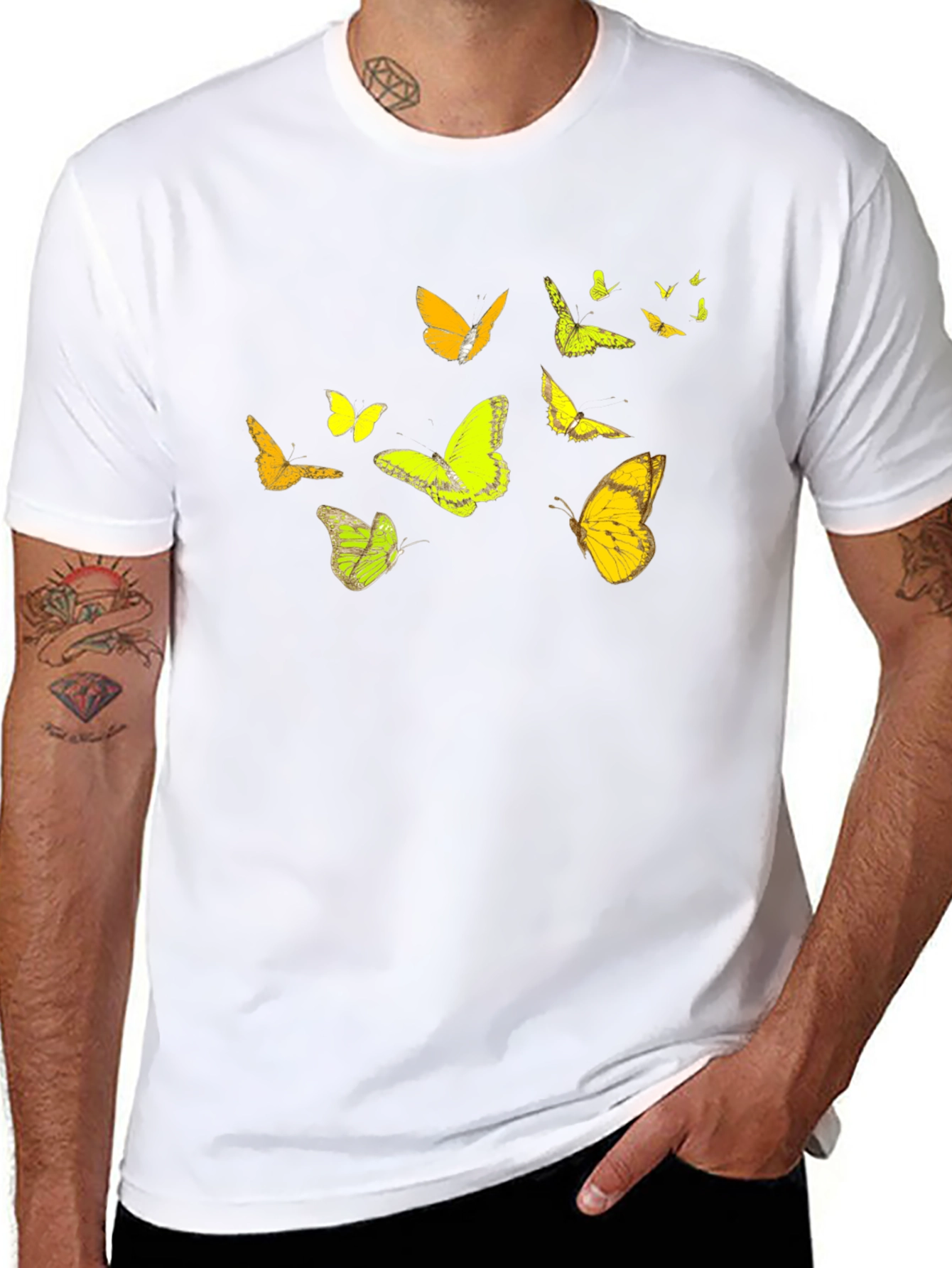 Butterfly Print Black Casual T-Shirt