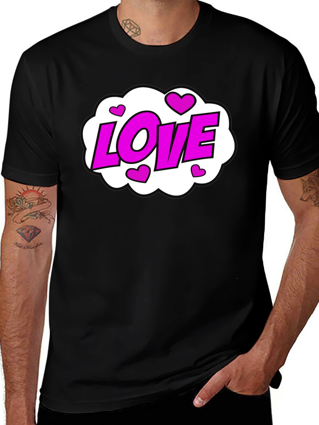Love Heart Graphic Black T-Shirt - Trendy Casual Tee