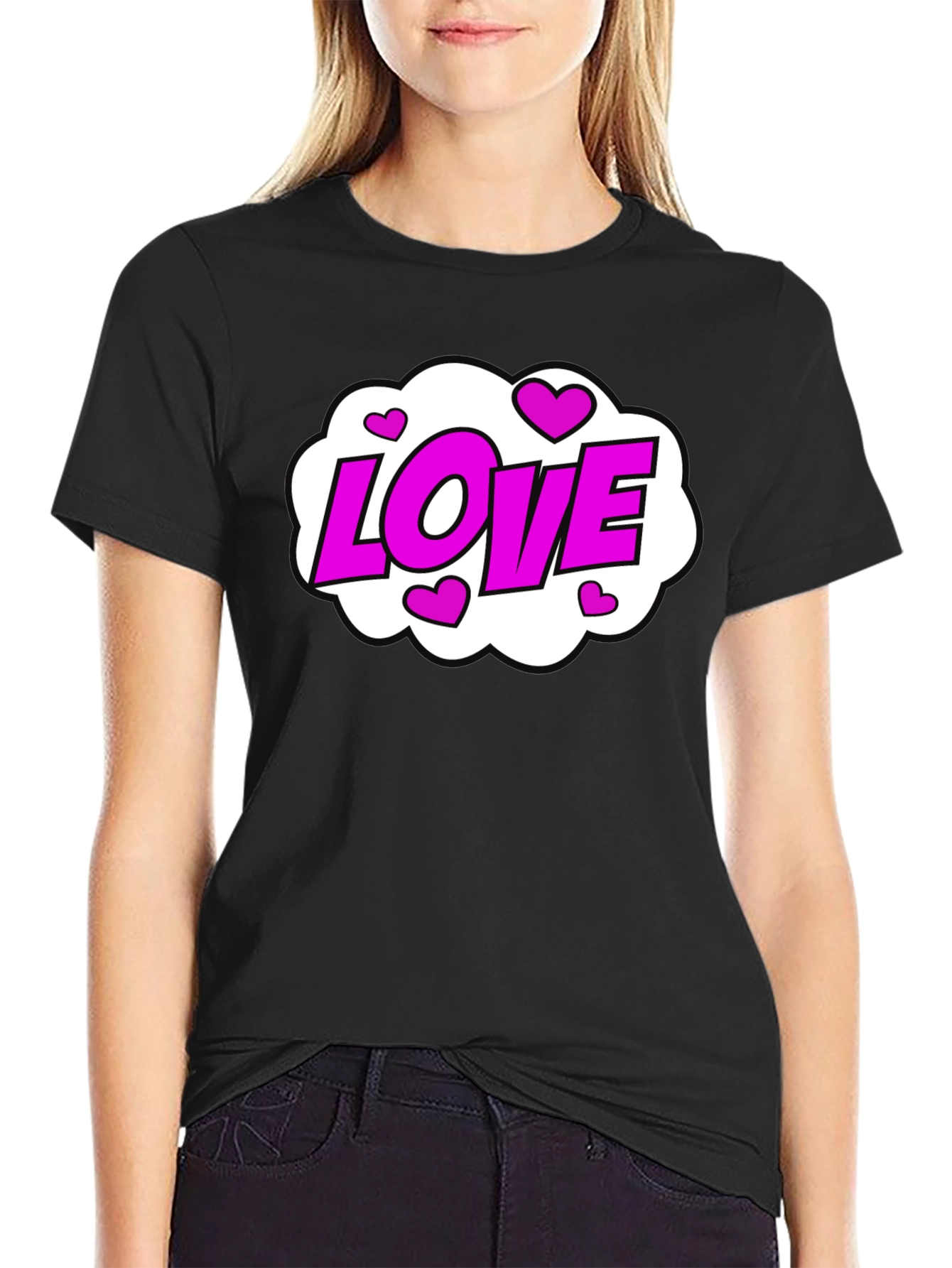 Love Heart Graphic Black T-Shirt - Trendy Casual Tee