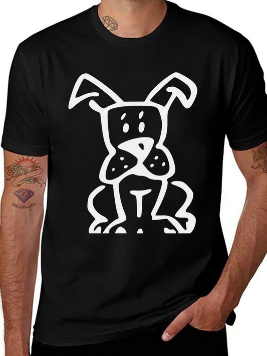 Dog Cartoon Graphic Tee - Black