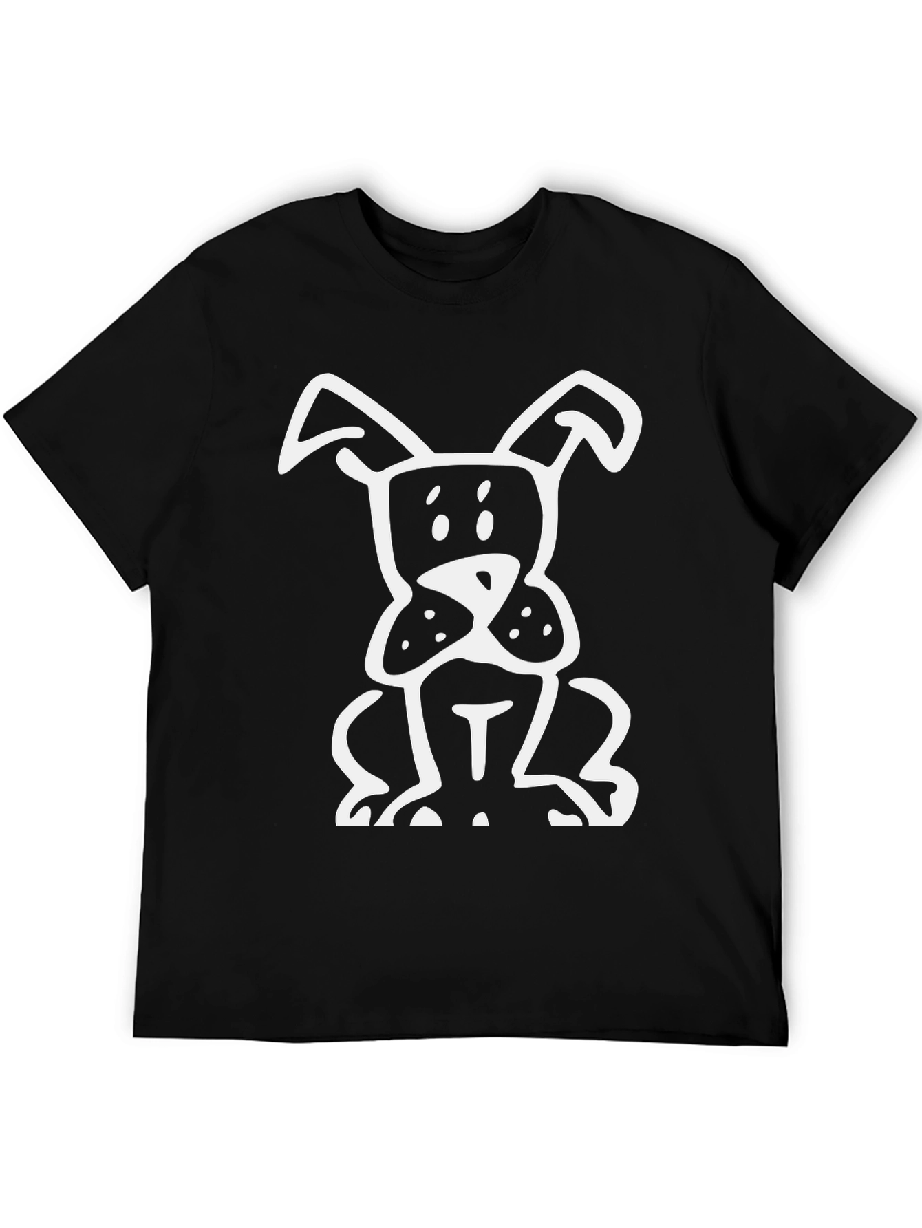 Dog Cartoon Graphic Tee - Black