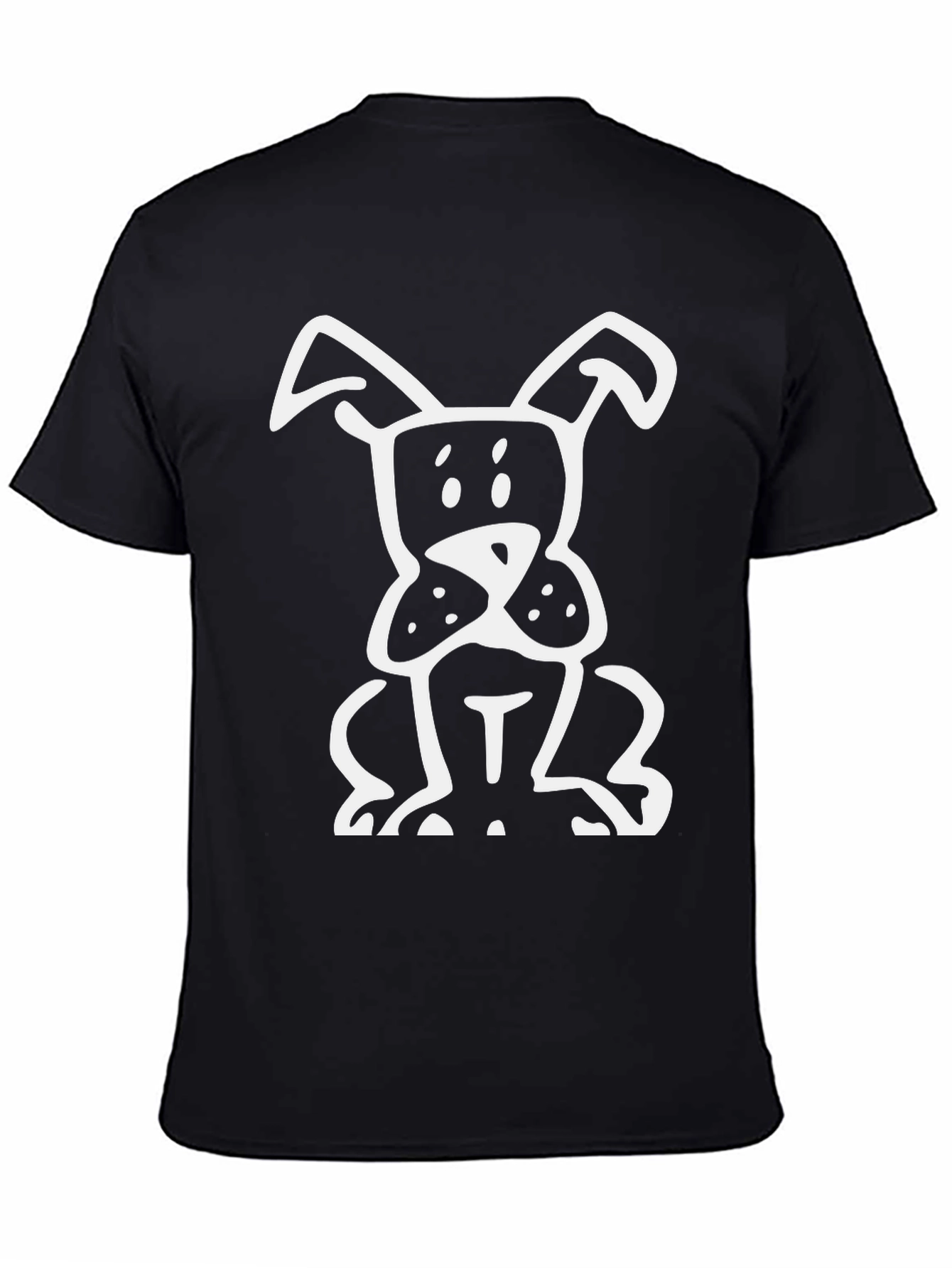 Dog Cartoon Graphic Tee - Black