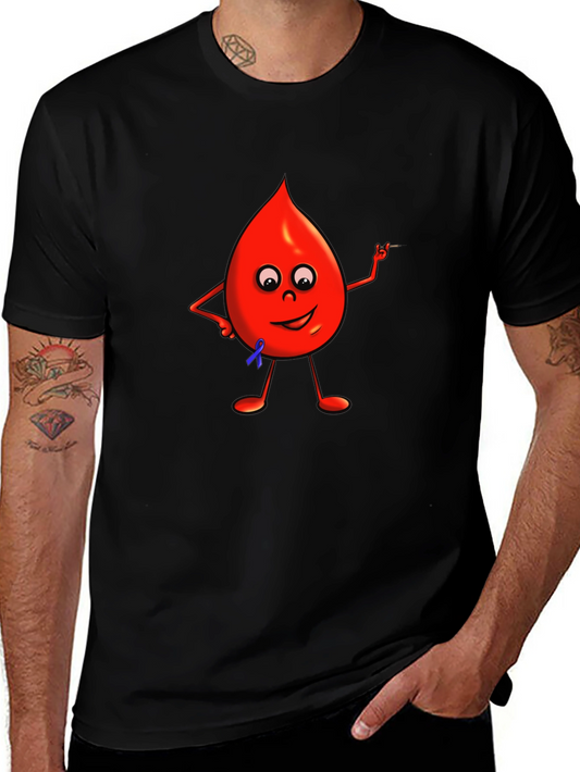 Cartoon Blood Drop Black T-Shirt