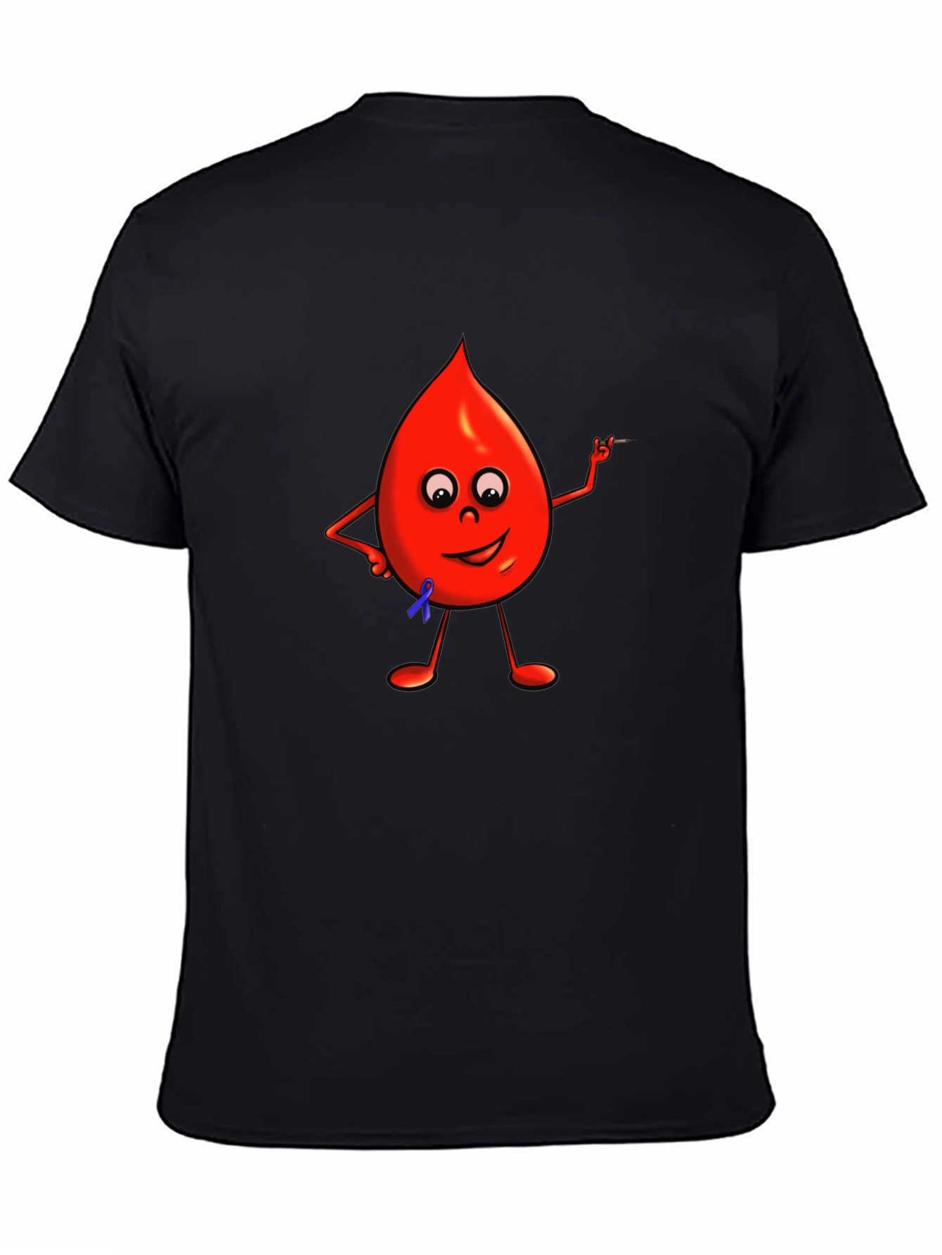 Cartoon Blood Drop Black T-Shirt
