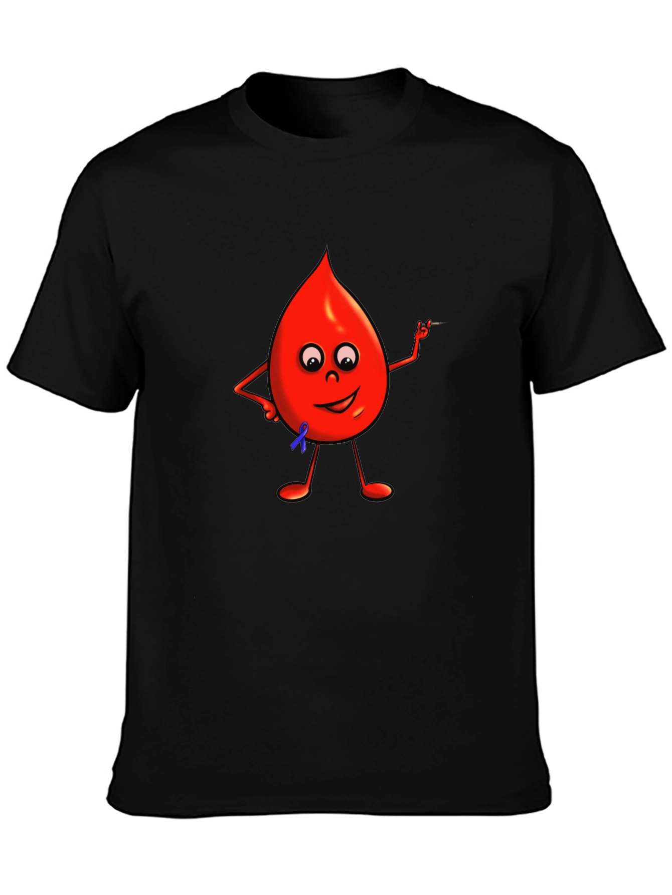 Cartoon Blood Drop Black T-Shirt