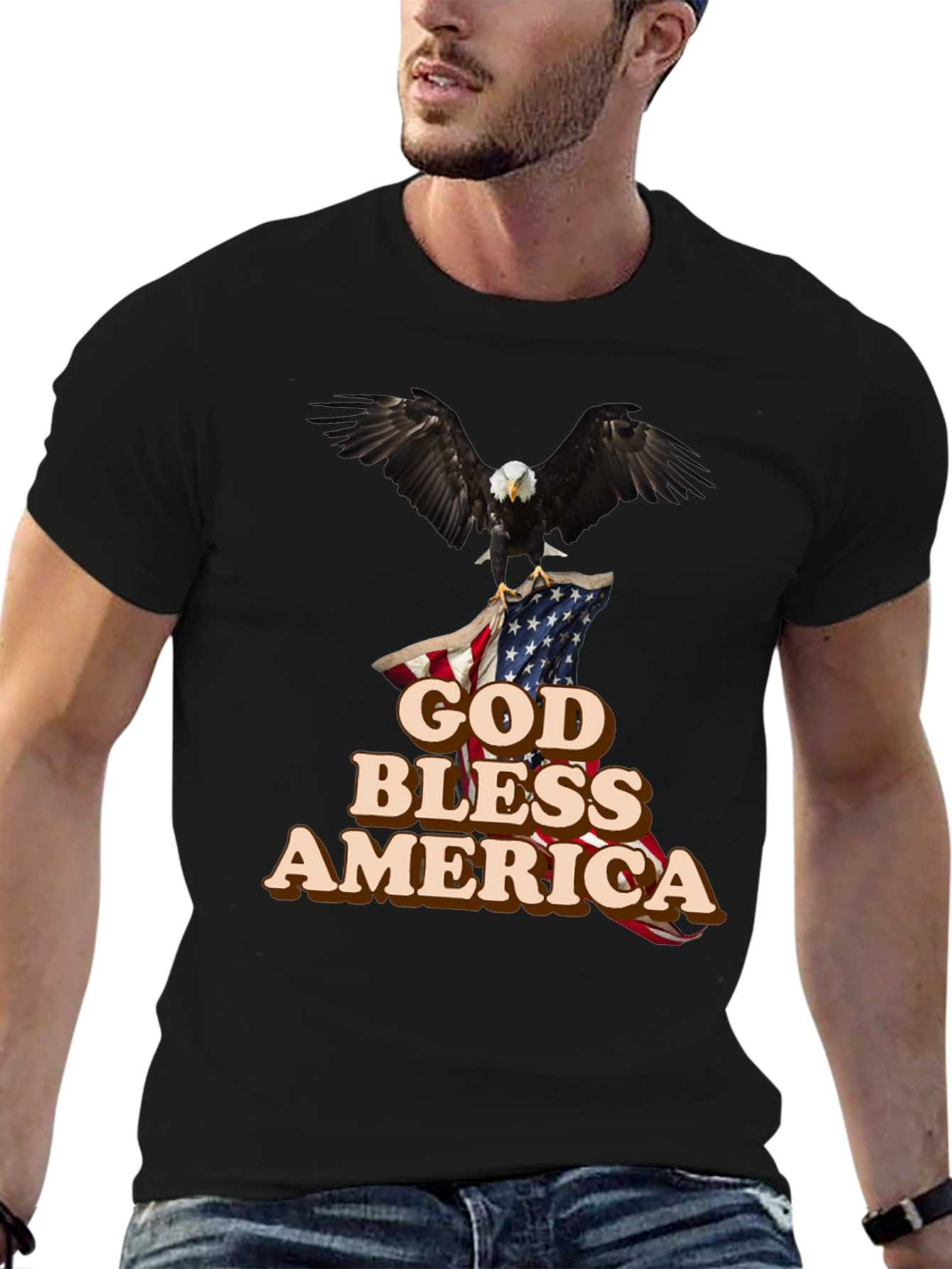 God Bless America T-Shirt Patriotic Eagle Design