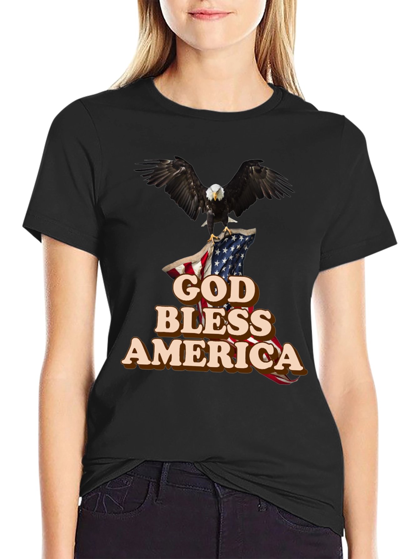 God Bless America T-Shirt Patriotic Eagle Design