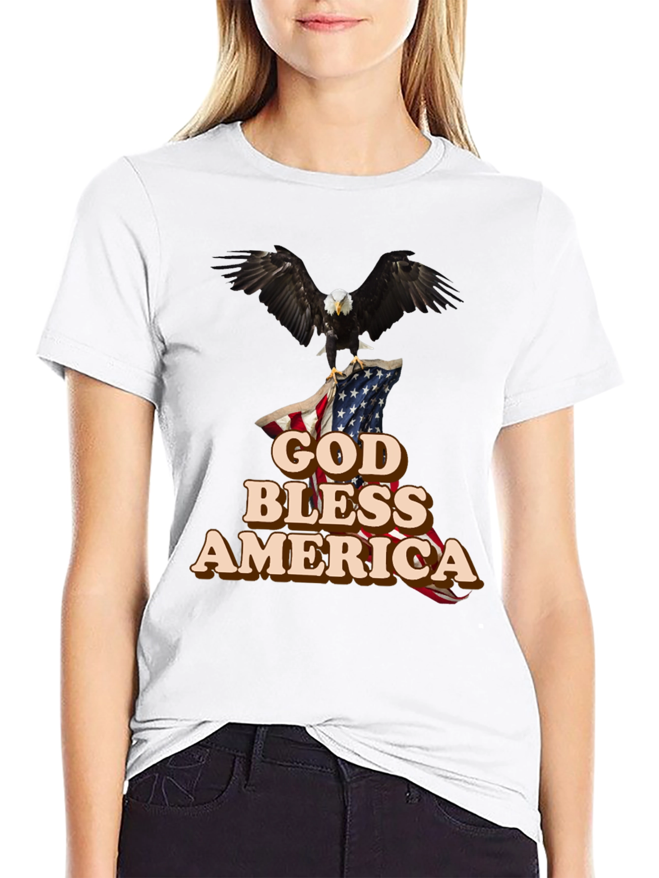 God Bless America T-Shirt Patriotic Eagle Design