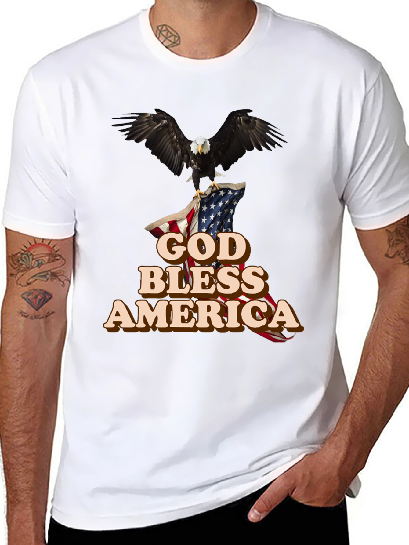 God Bless America T-Shirt Patriotic Eagle Design