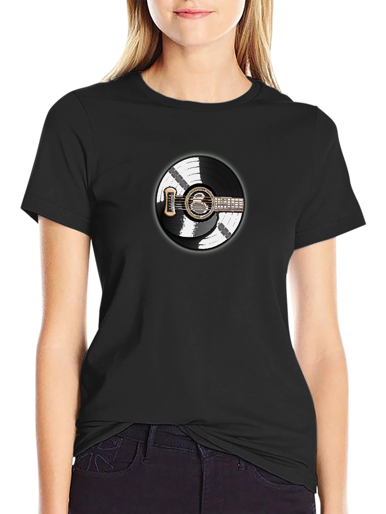 Vinyl Record Guitar Graphic T-Shirt