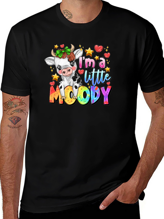 Moody Cow Graphic T-Shirt - Cute Cartoon Tee