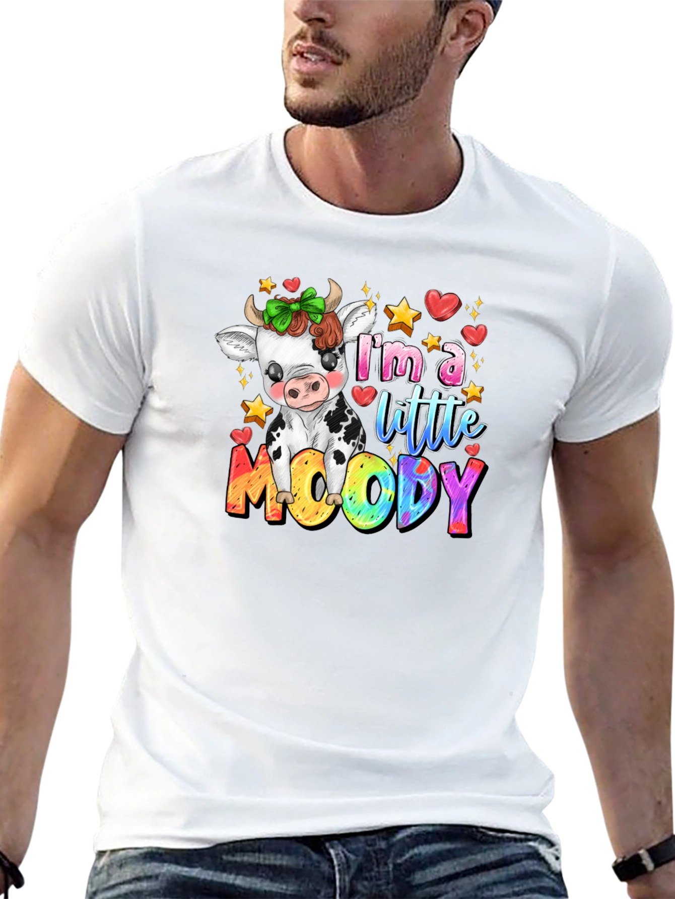 Moody Cow Graphic T-Shirt - Cute Cartoon Tee