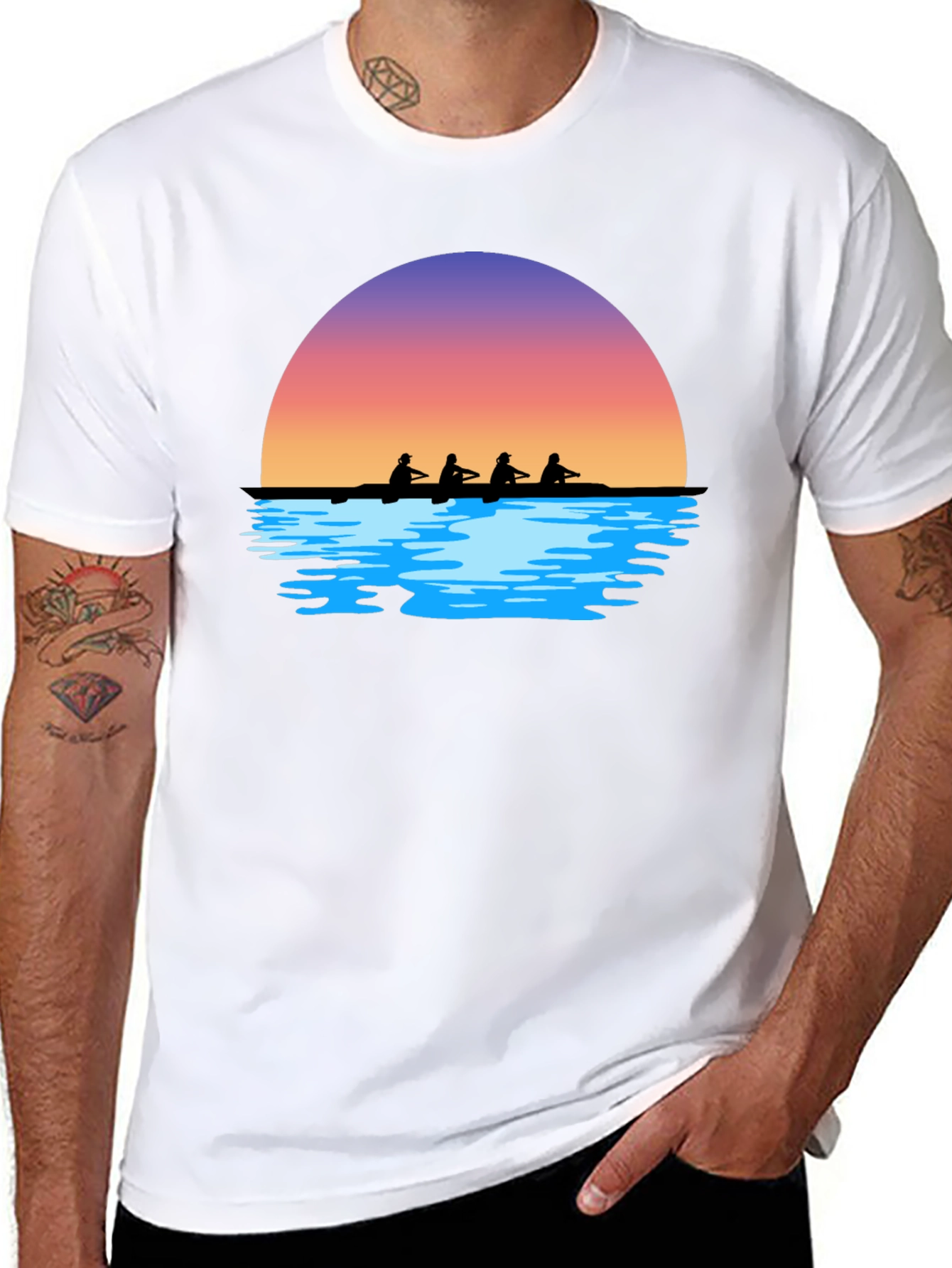 Sunset Rowers T-Shirt | Black Graphic Tee