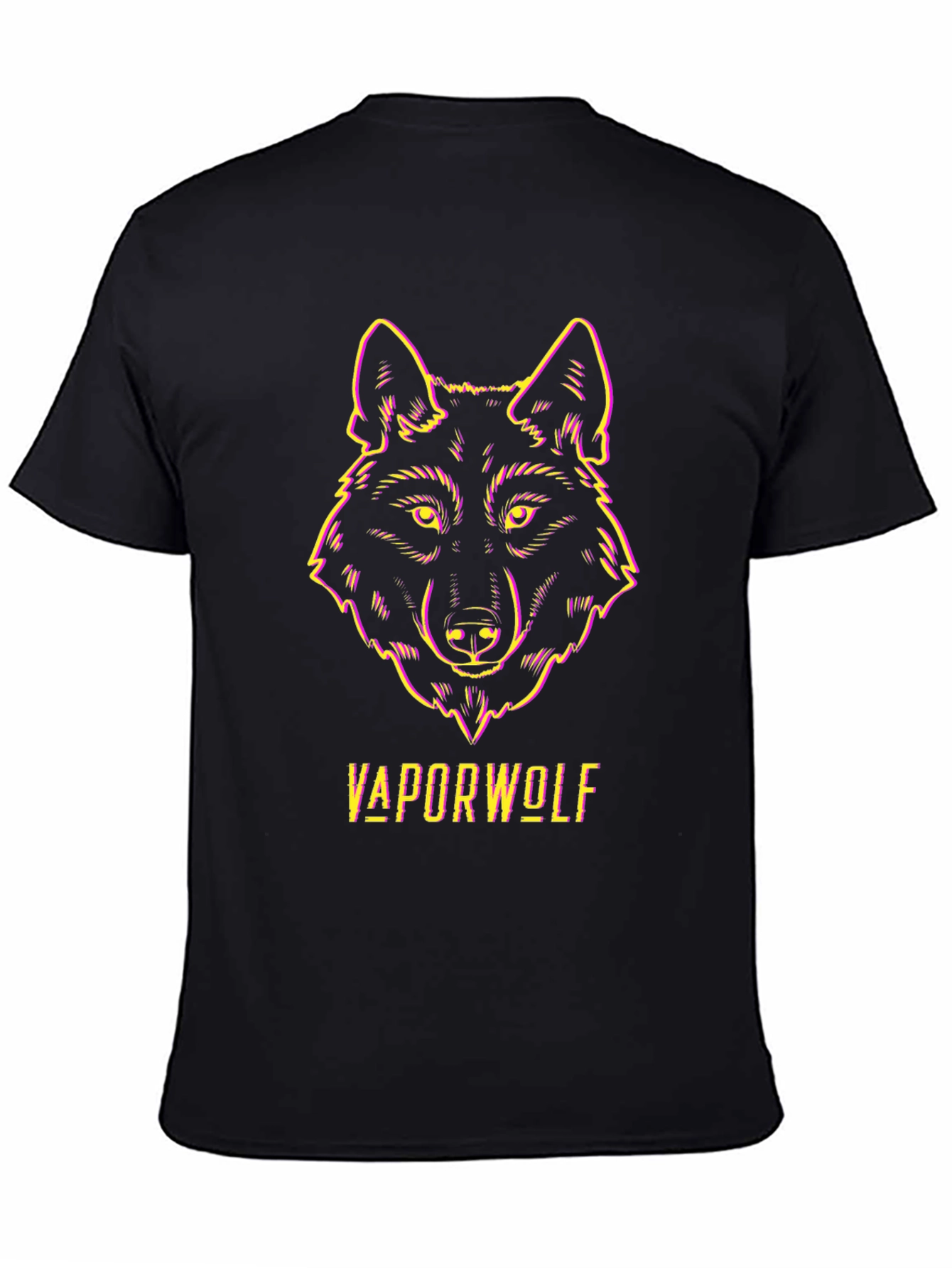 Vaporwave Wolf Graphic Tee - Black Unisex T-Shirt