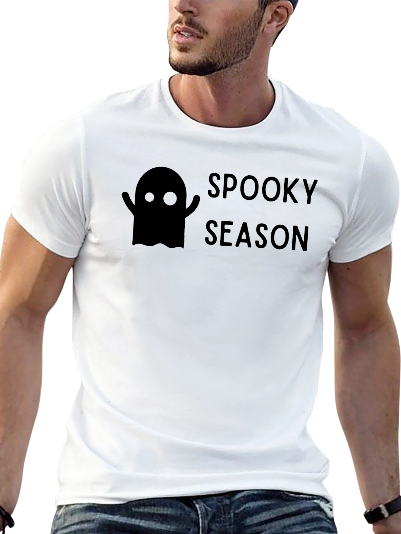 Spooky Season Black T-Shirt - Halloween Ghost Design