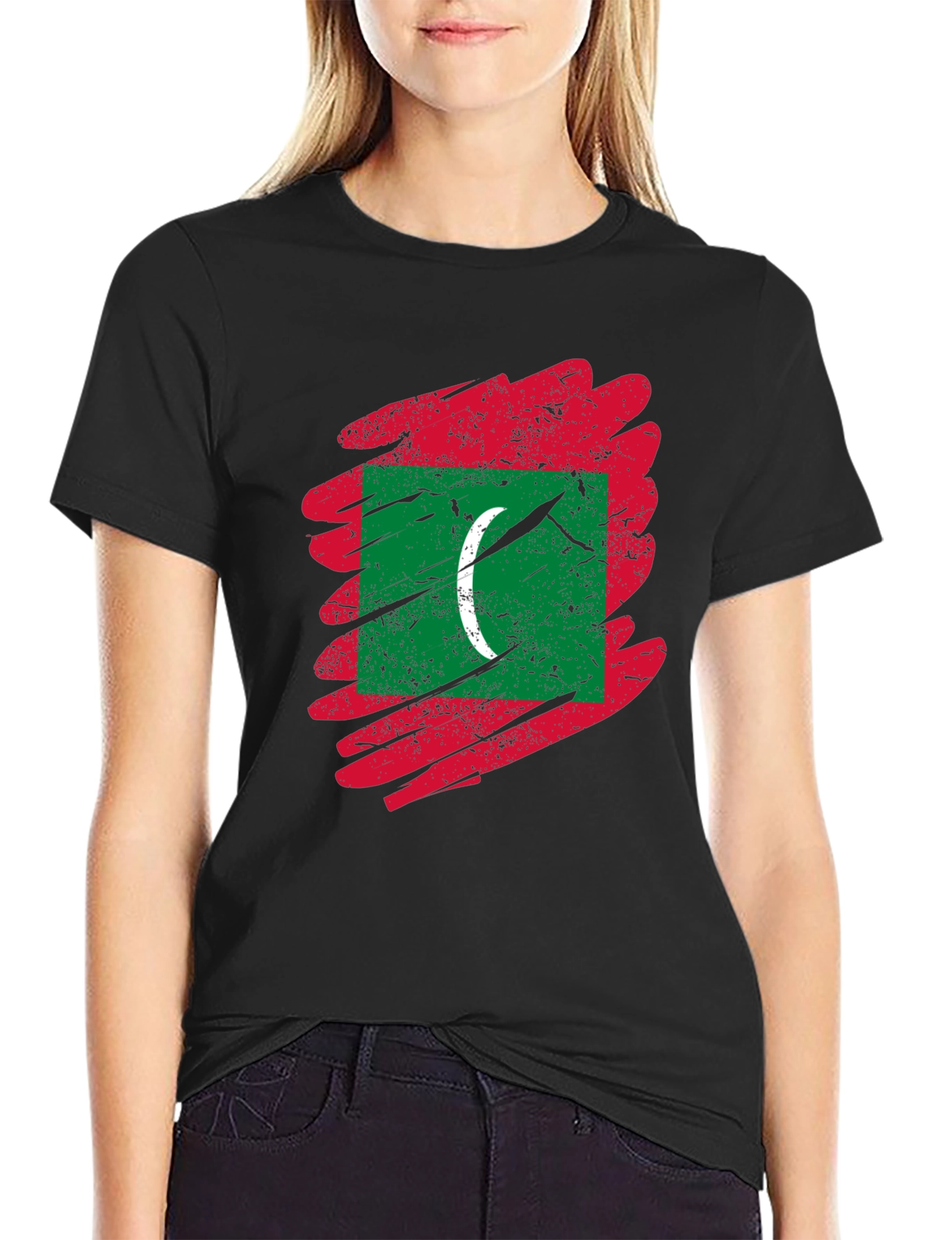 Maldives Flag T-Shirt - Distressed Design
