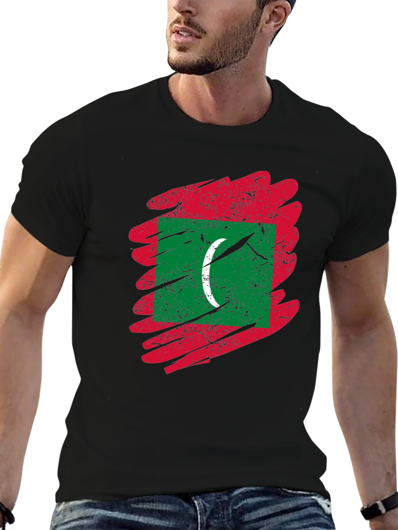Maldives Flag T-Shirt - Distressed Design