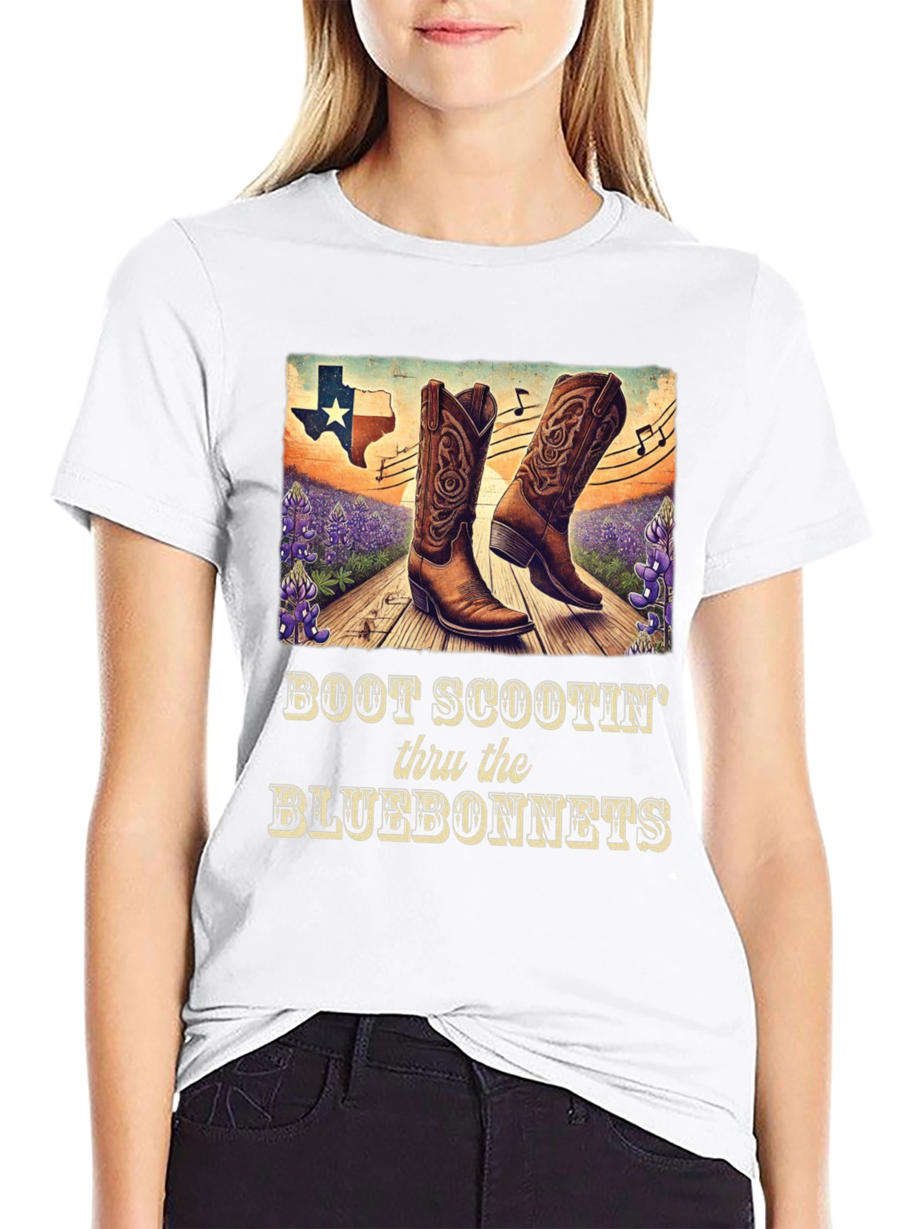 Boot Scootin Thru Bluebonnets Graphic Tee