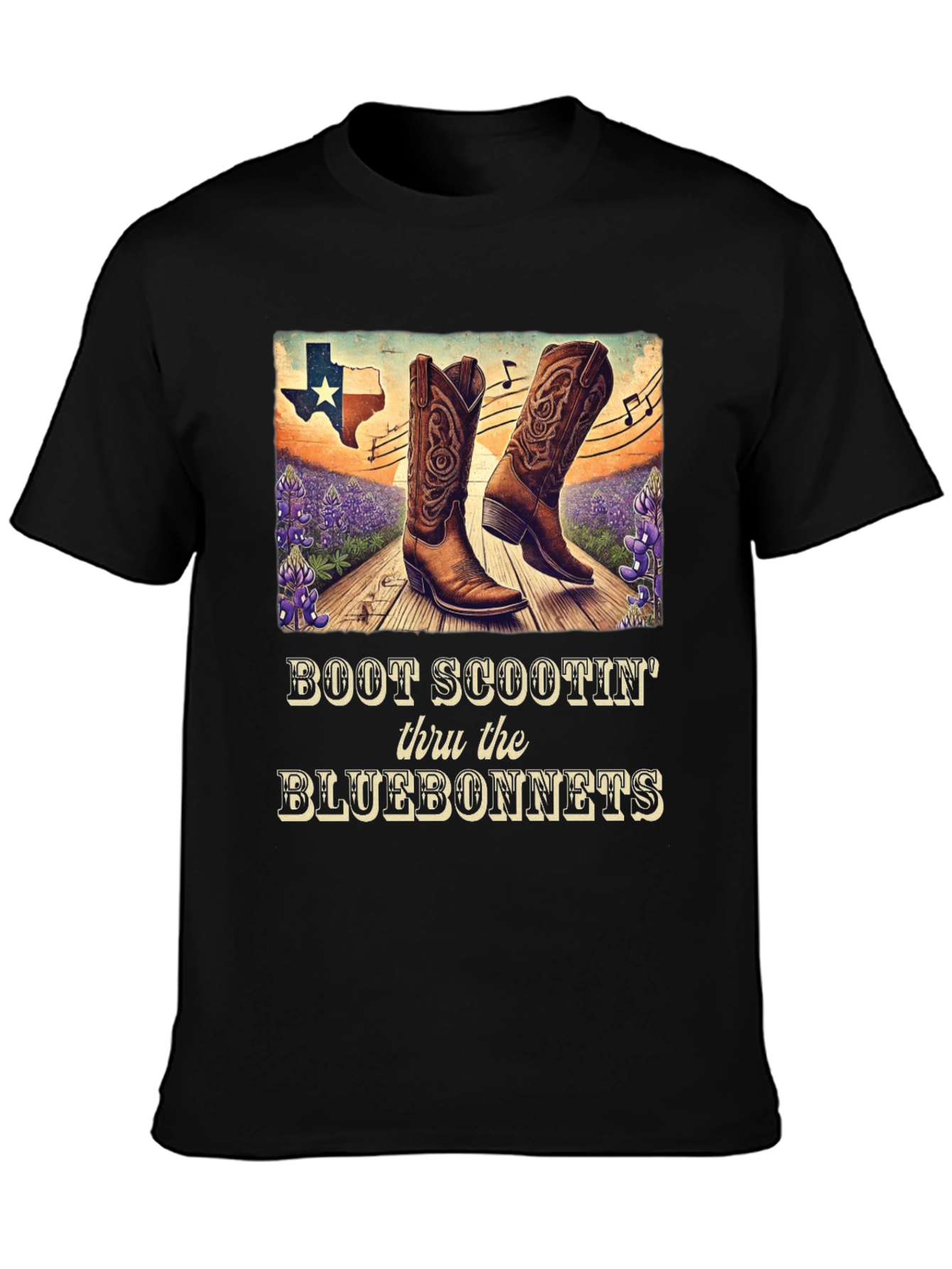 Boot Scootin Thru Bluebonnets Graphic Tee