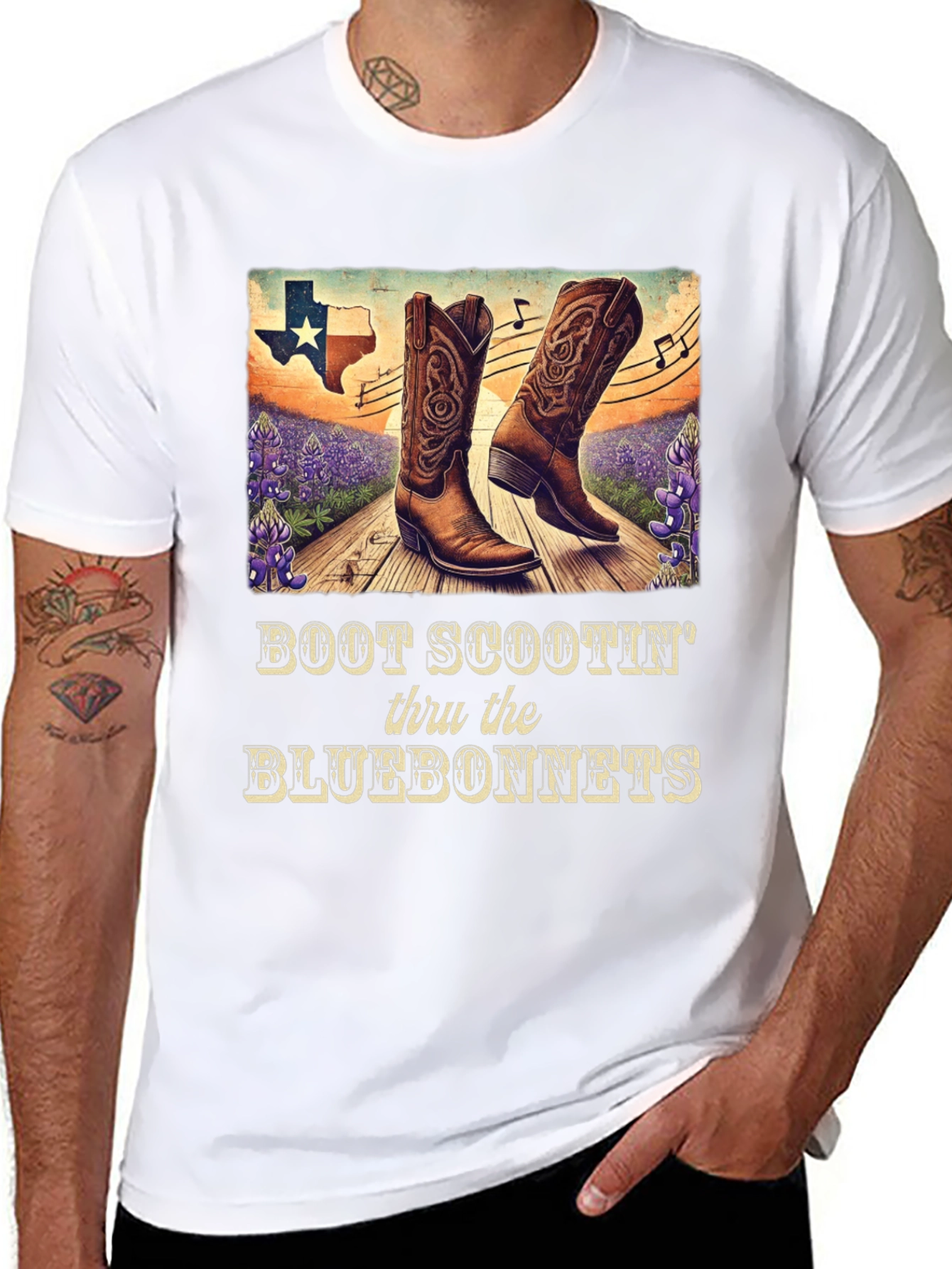 Boot Scootin Thru Bluebonnets Graphic Tee