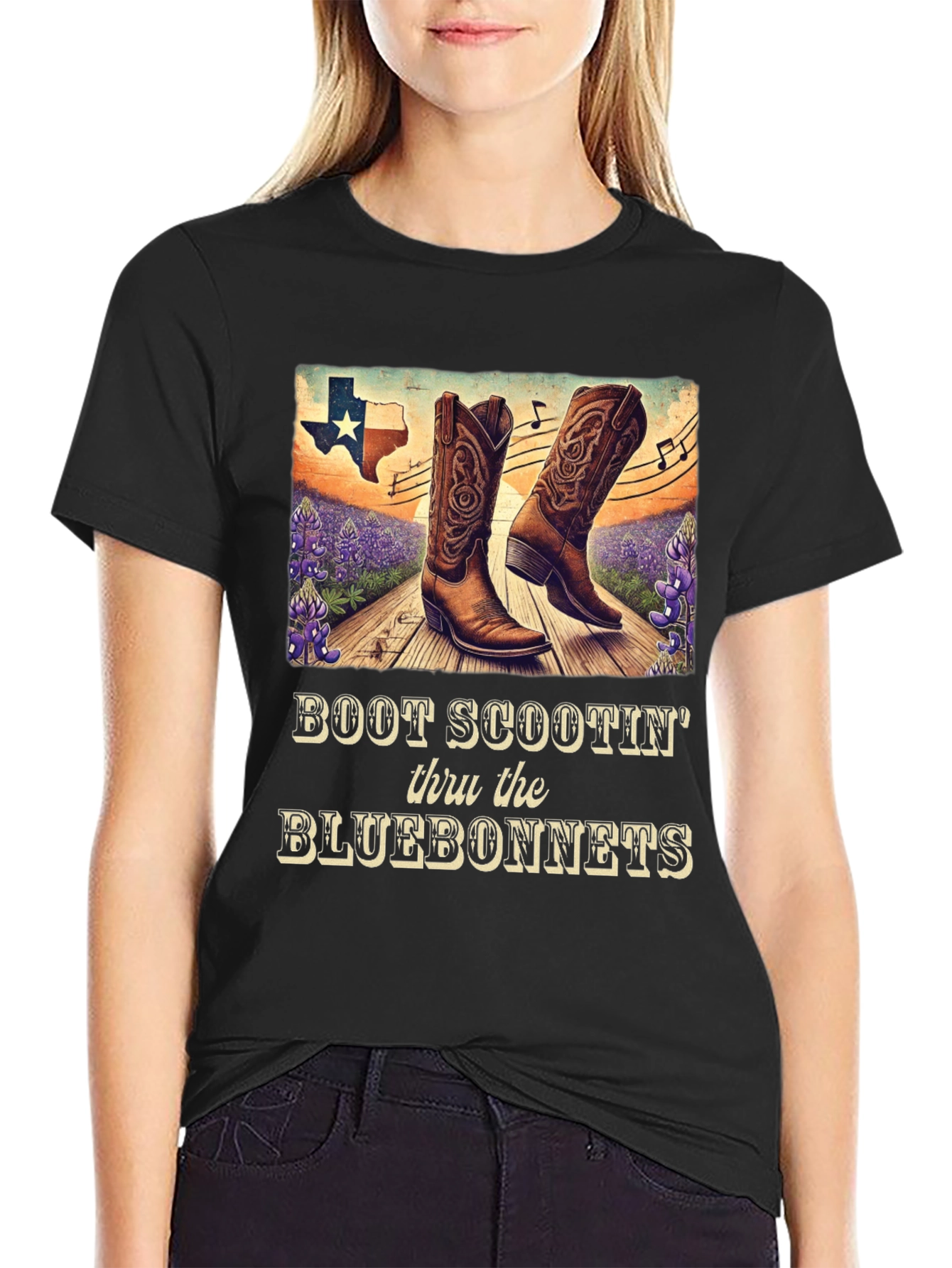 Boot Scootin Thru Bluebonnets Graphic Tee