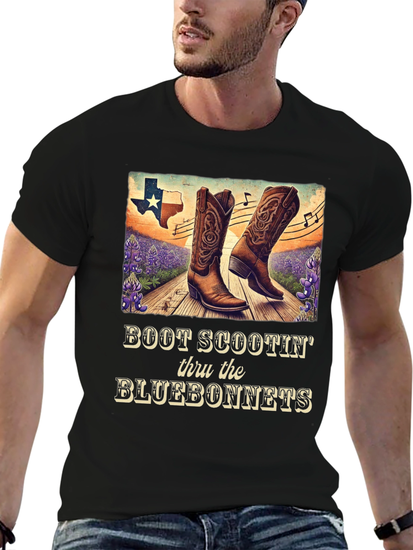 Boot Scootin Thru Bluebonnets Graphic Tee